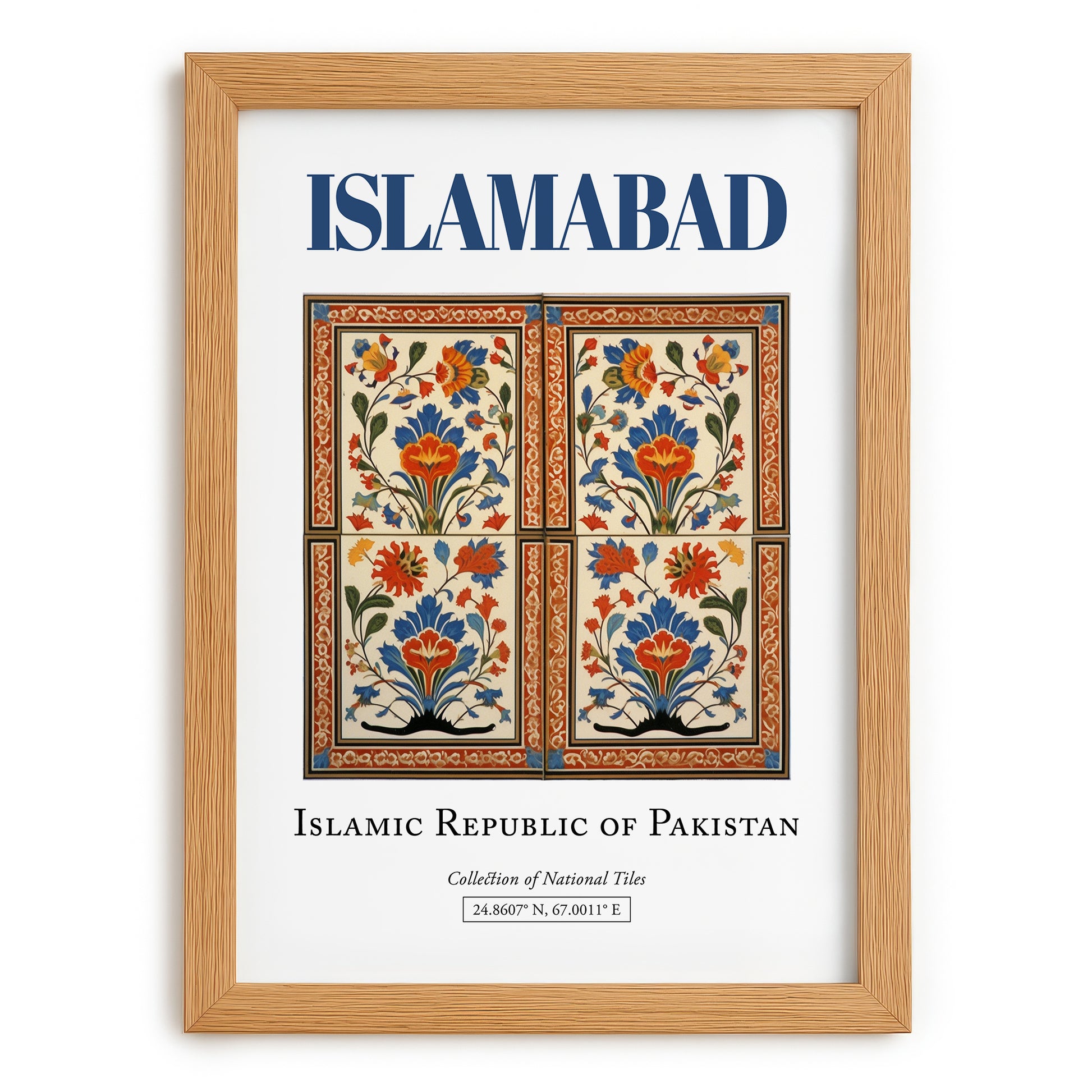 Islamabad, Pakistan – Travel Poster, set in oak frame