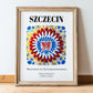 Szczecin, Poland – Travel Wall Art, in wooden frame leaning on the floor