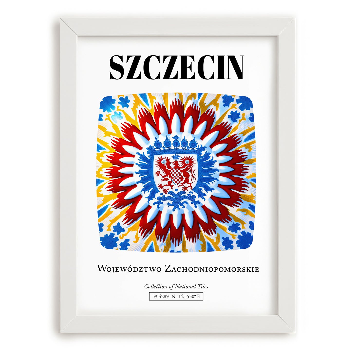 Szczecin, Poland – Travel Wall Art, placed in minimal white frame