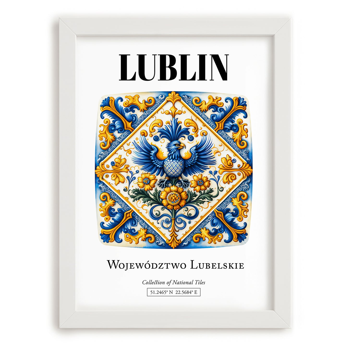Lublin, Poland – Travel Poster, placed in minimal white frame