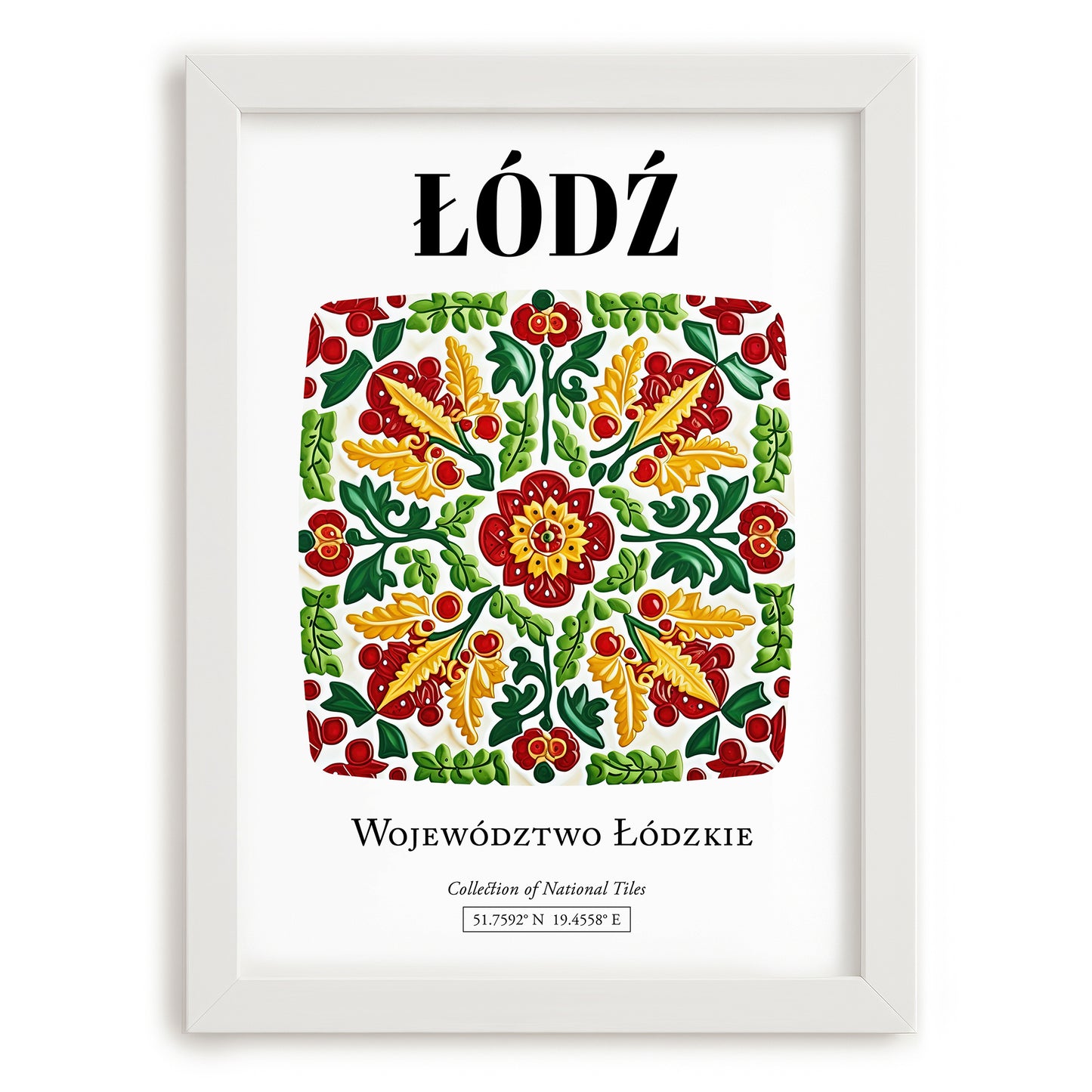Łódź, Poland – Wanderlust-Inspired Poster, placed in minimal white frame