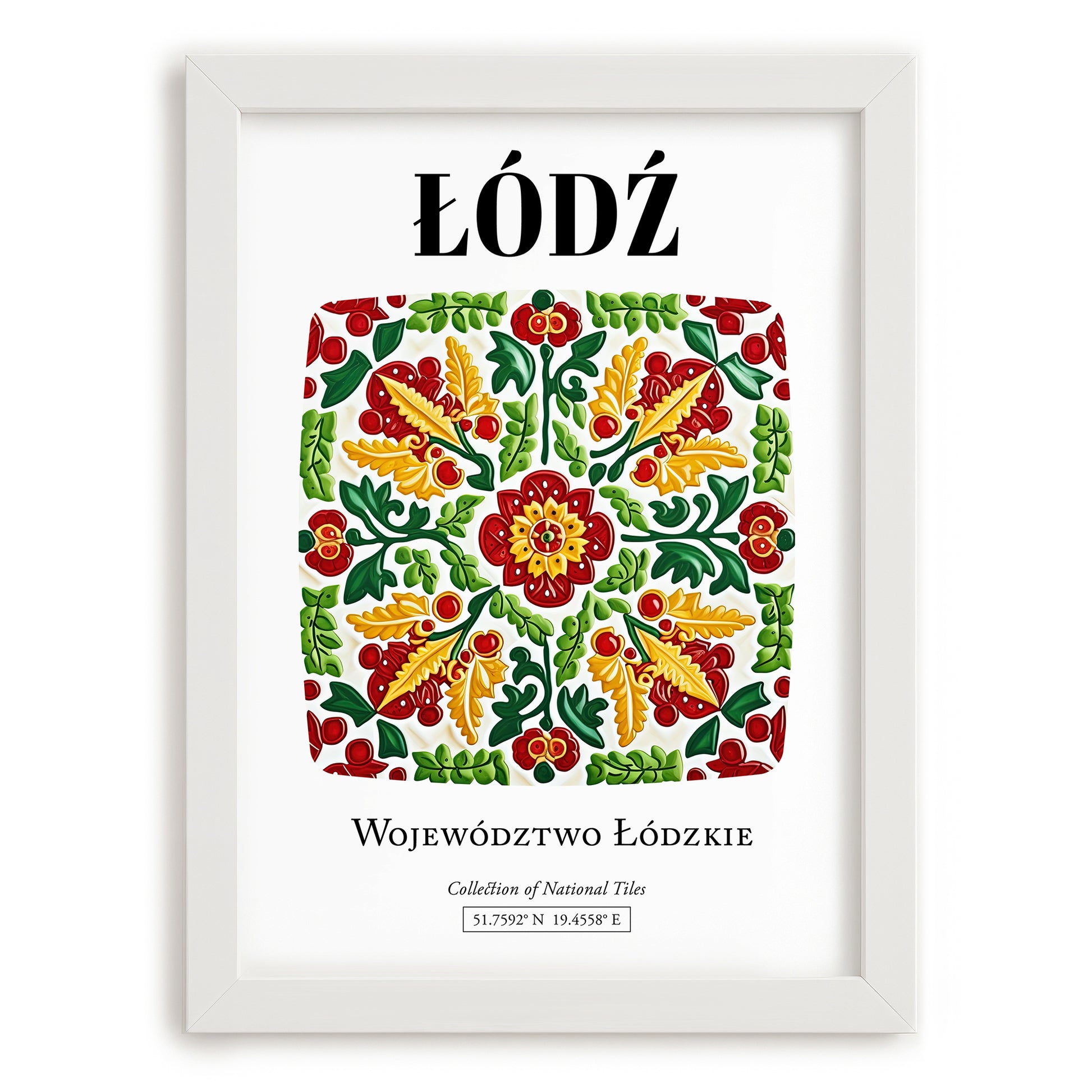 Łódź, Poland – Wanderlust-Inspired Poster, placed in minimal white frame