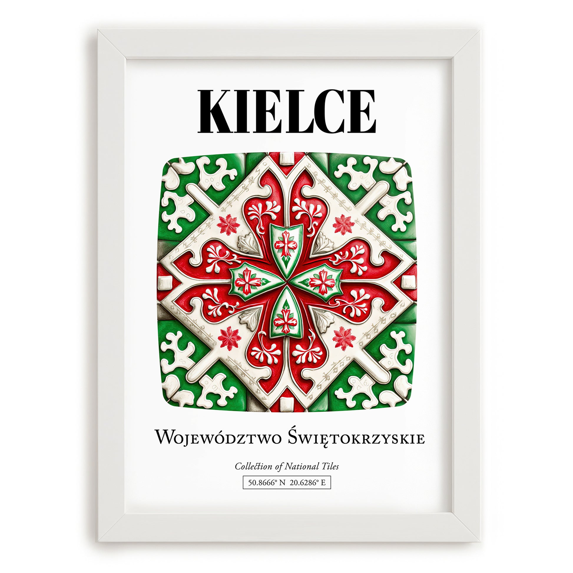 Kielce, Poland – Travel Print, placed in minimal white frame