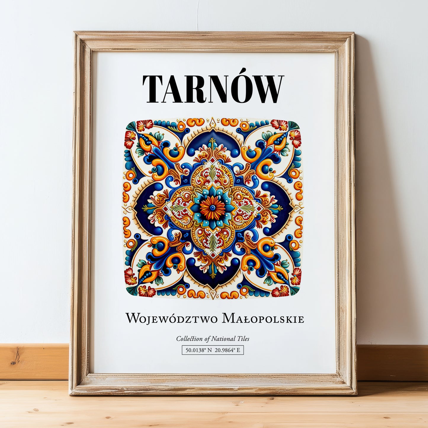 Tarnów, Poland – Travel Wall Decor, in wooden frame leaning on the floor