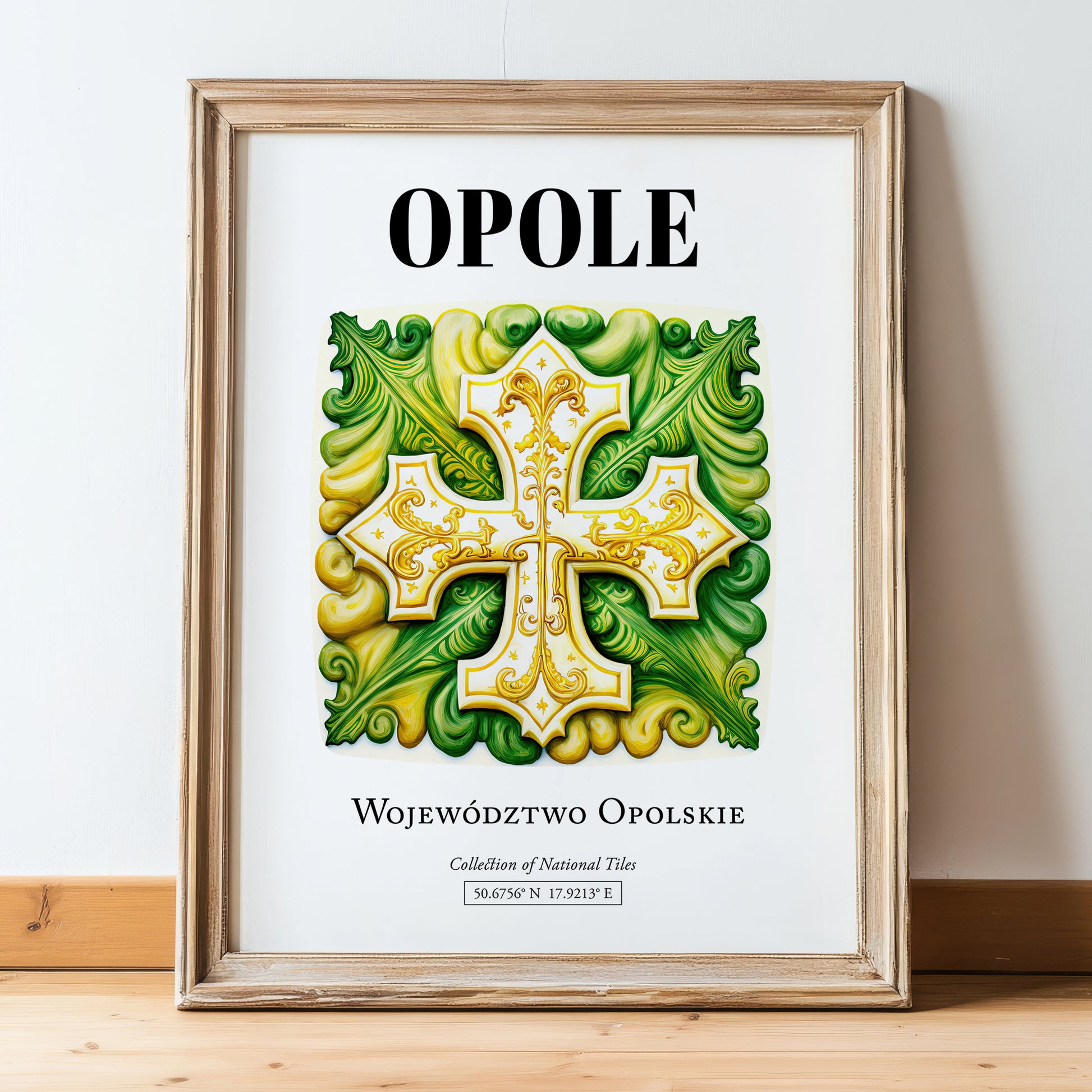 Opole, Poland – Global Wall Art, in wooden frame leaning on the floor