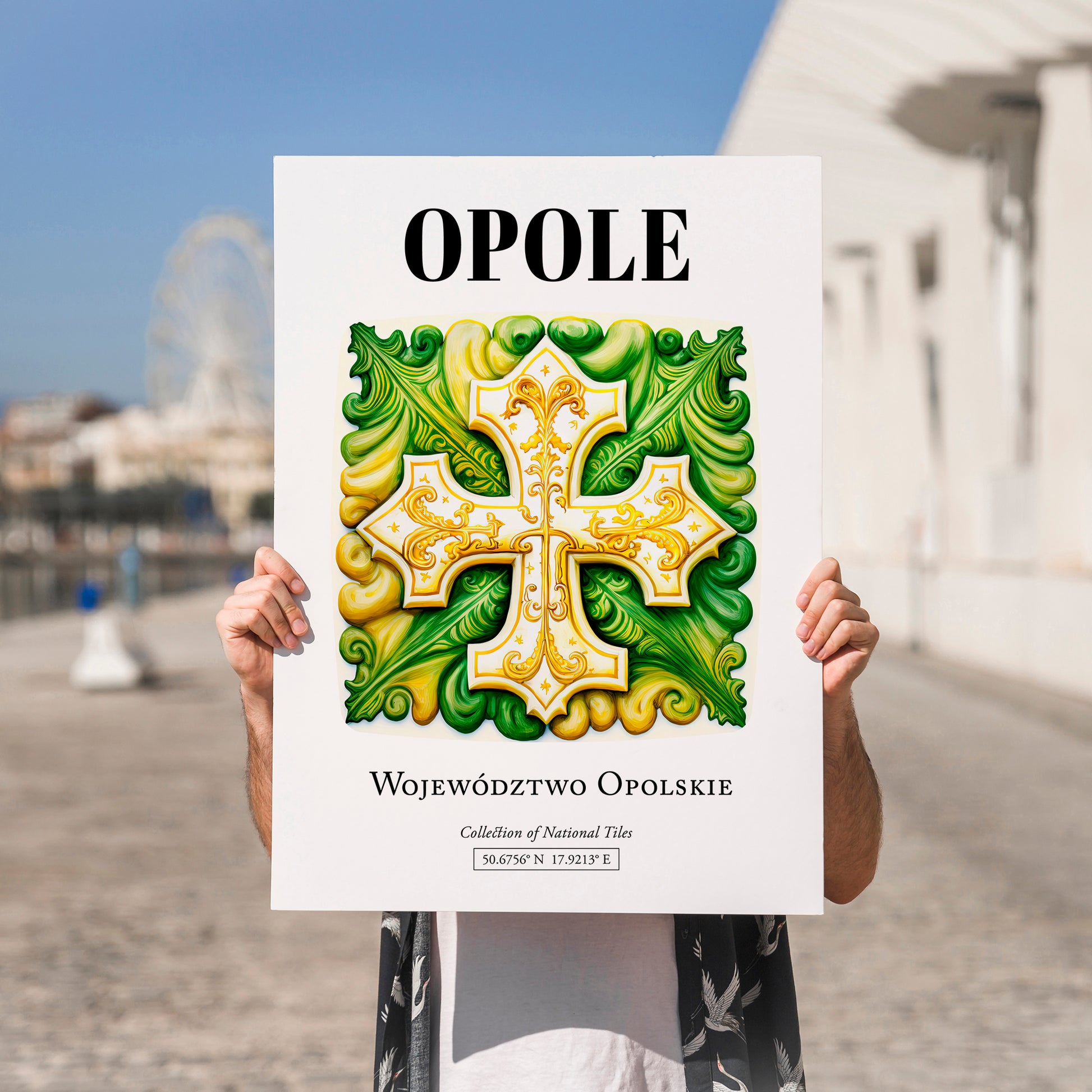 Opole, Poland – Global Wall Art, no-text version framed in wood