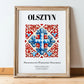 Olsztyn, Poland – Travel Wall Decor, in wooden frame leaning on the floor