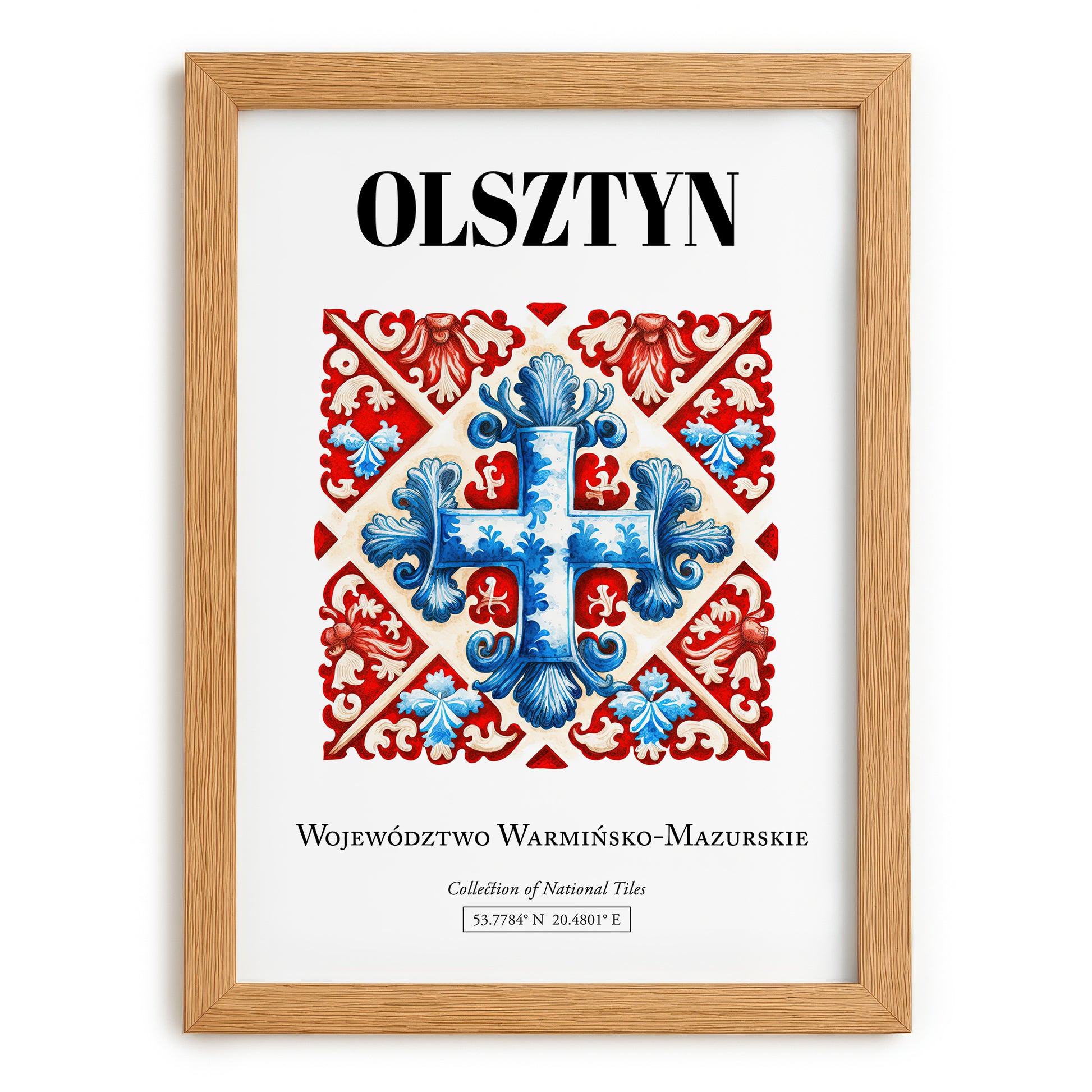 Olsztyn, Poland – Travel Wall Decor, set in oak frame