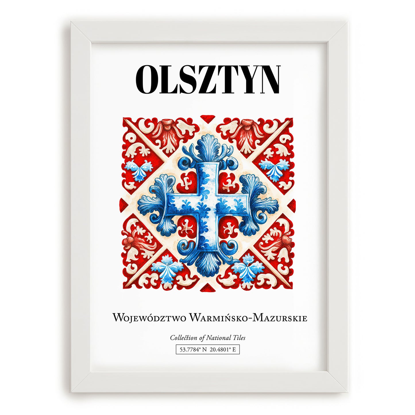 Olsztyn, Poland – Travel Wall Decor, placed in minimal white frame