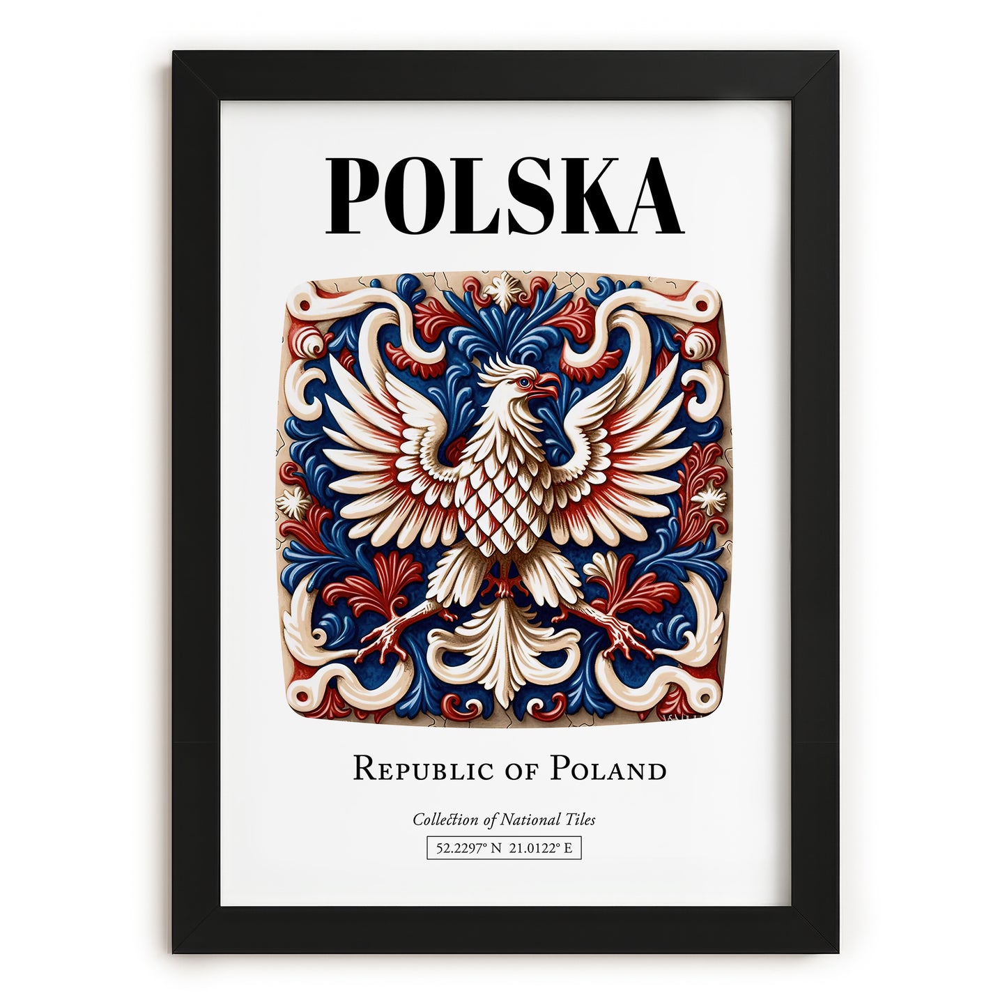 Polska, Poland – Travel Poster, in sleek black frame