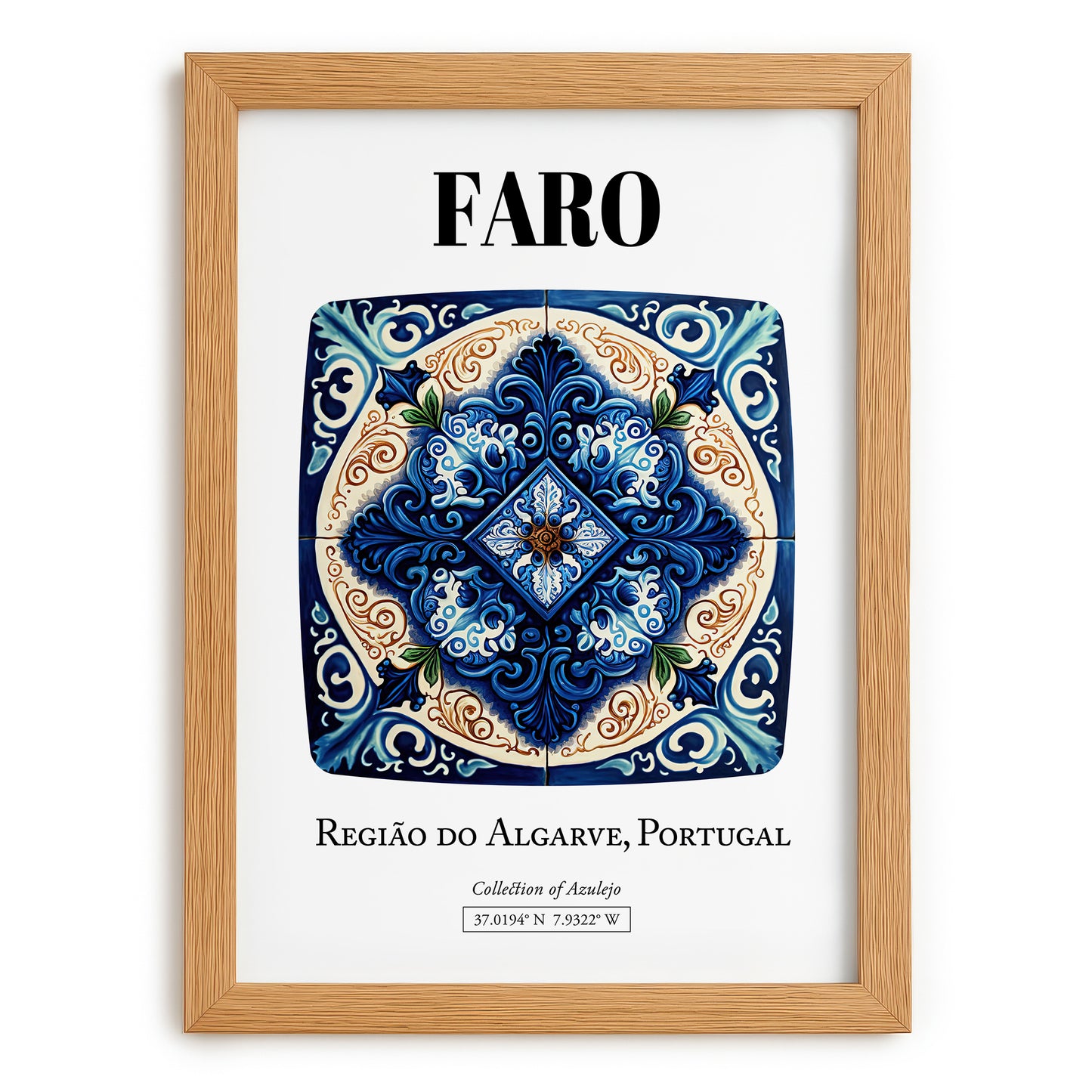 Faro, Portugal – Travel Print, set in oak frame