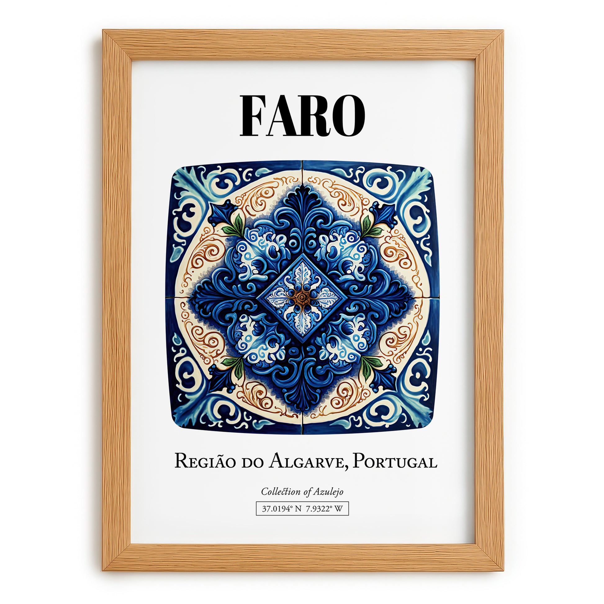 Faro, Portugal – Travel Print, set in oak frame
