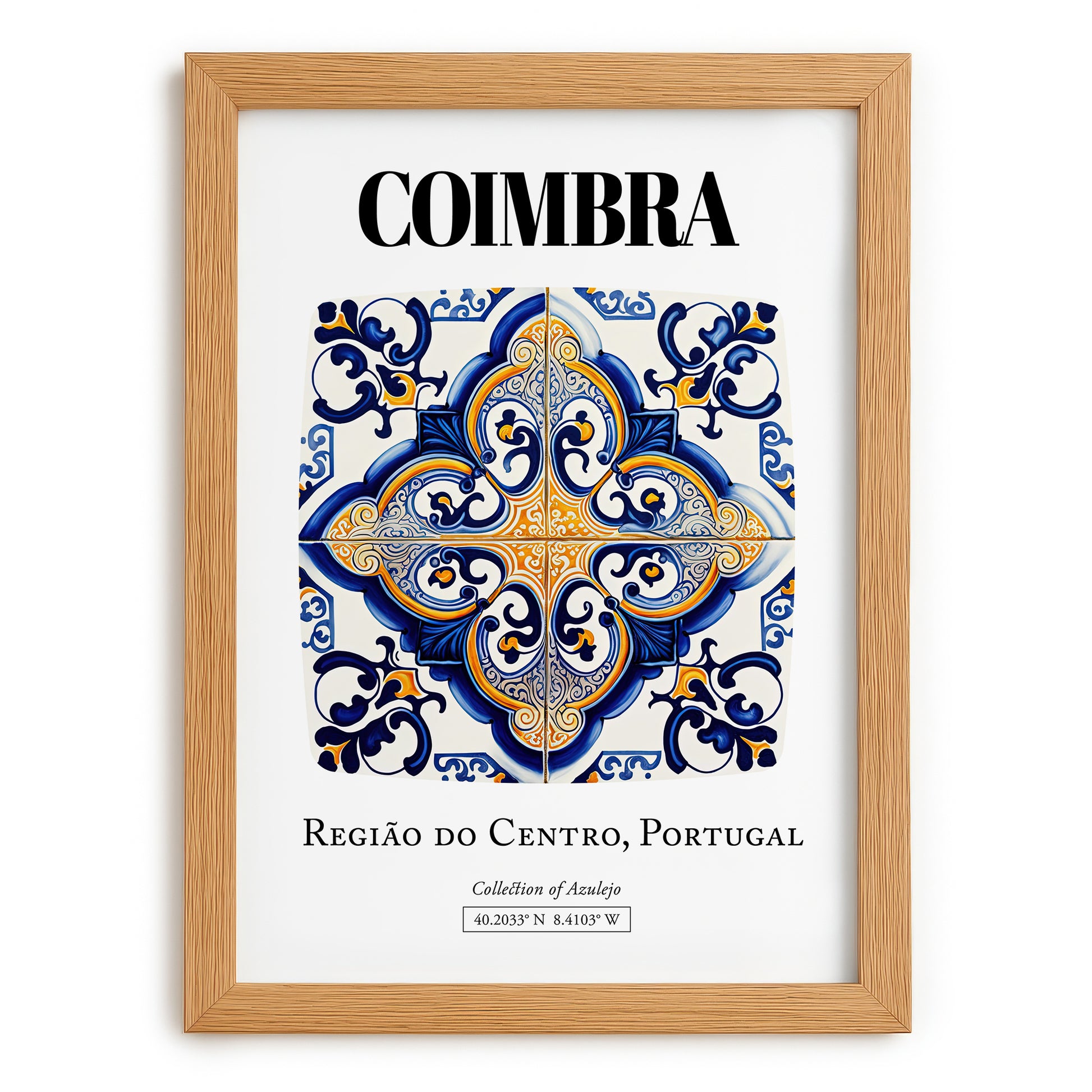 Coimbra, Portugal – Travel Poster, set in oak frame