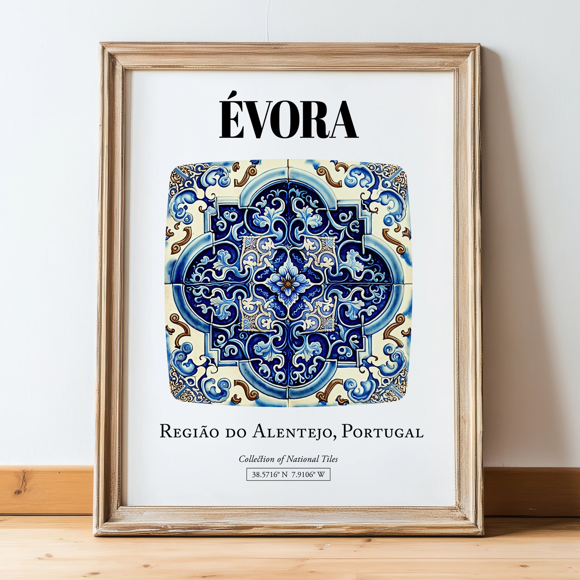 Évora, Portugal – National Pride Wall Decor, in wooden frame leaning on the floor