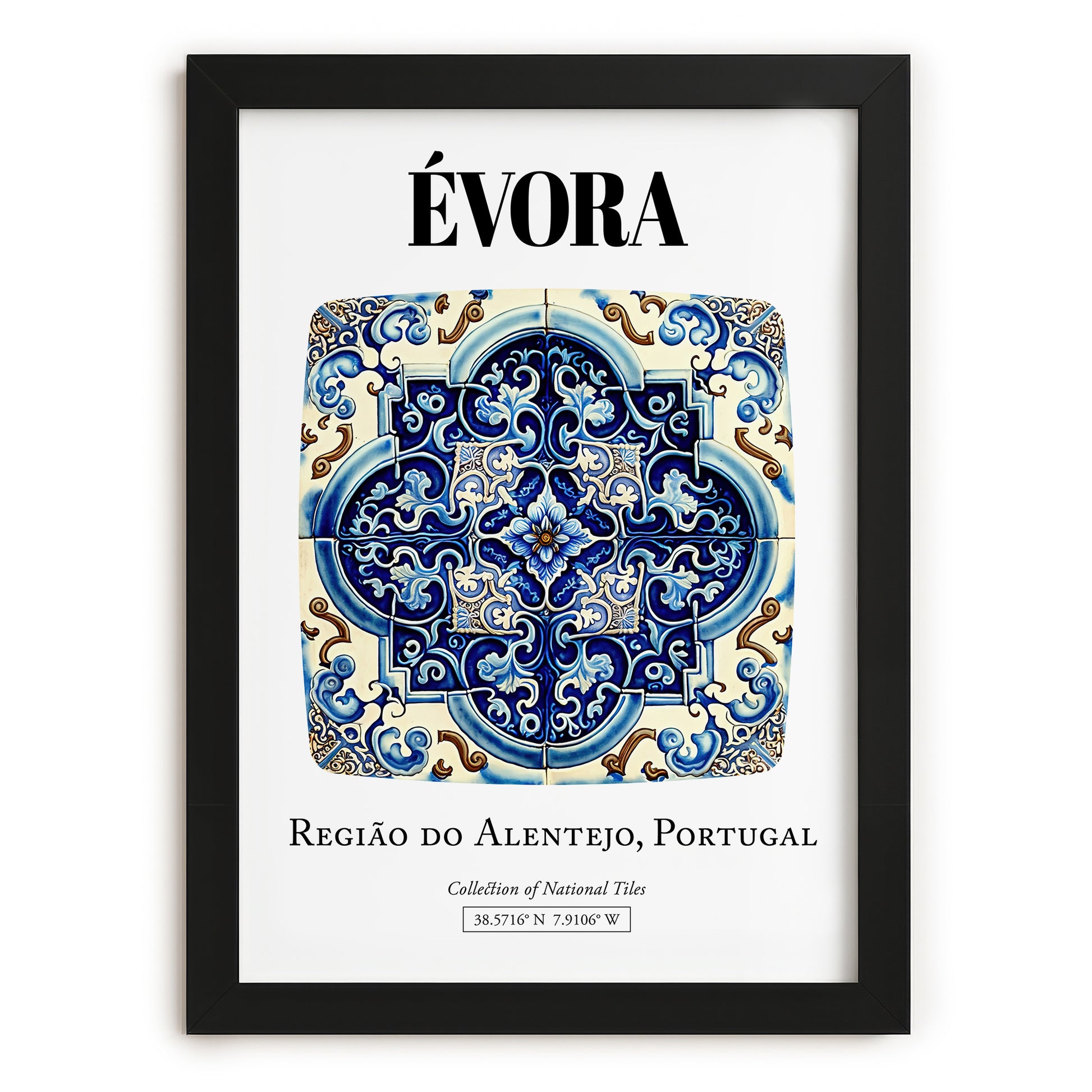 Évora, Portugal – National Pride Wall Decor, in sleek black frame