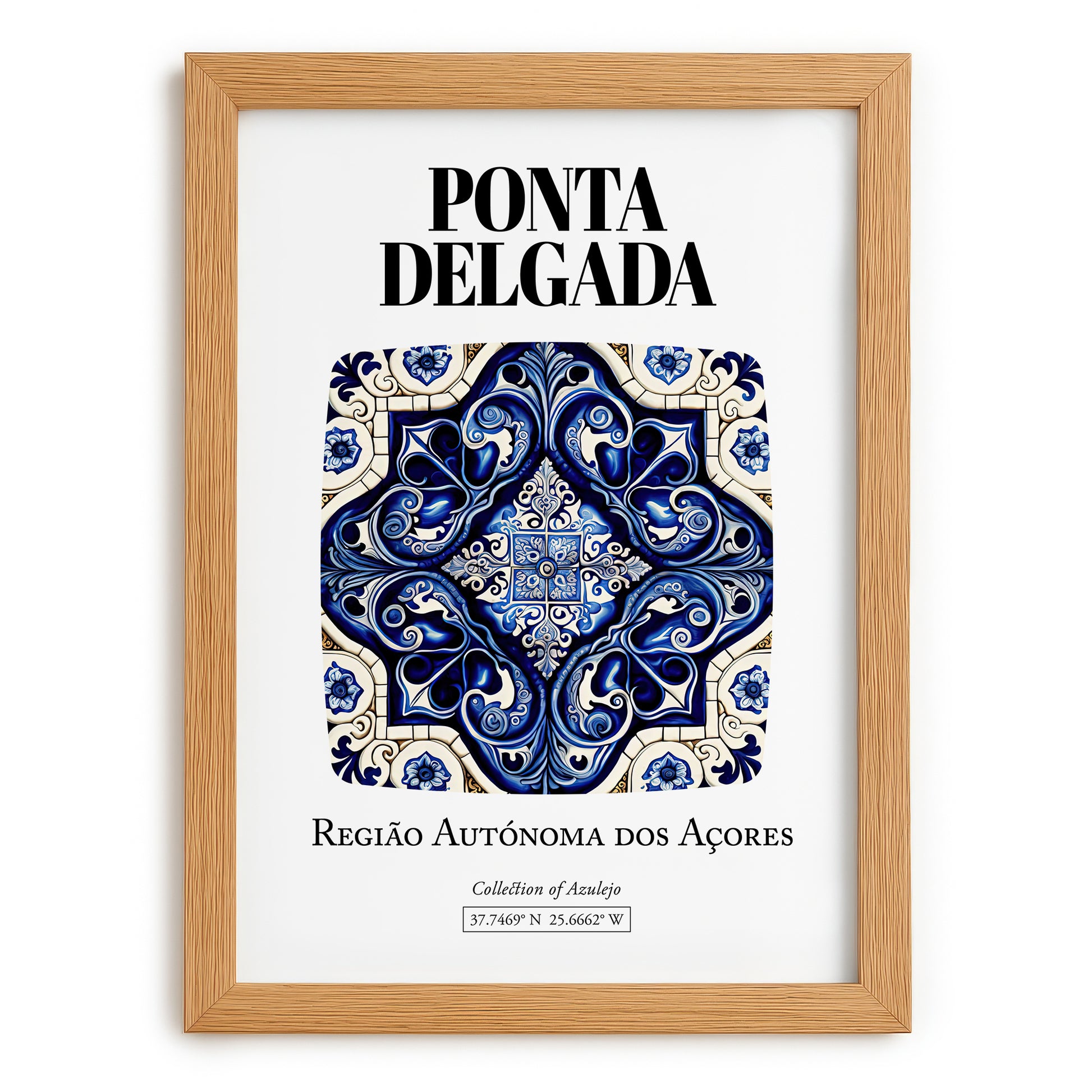 Ponta Delgada, Portugal – Country Culture Poster, set in oak frame