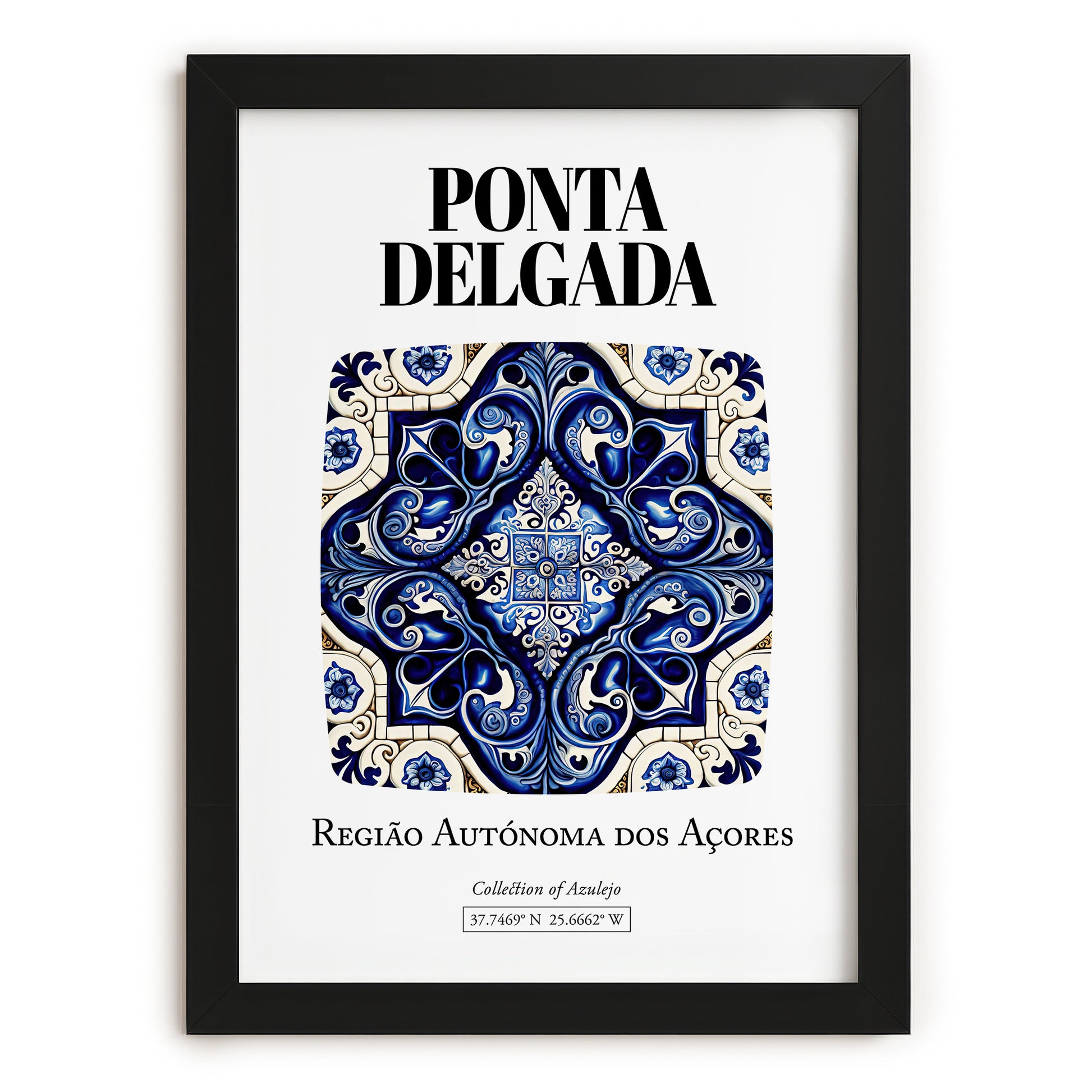 Ponta Delgada, Portugal – Country Culture Poster, in sleek black frame
