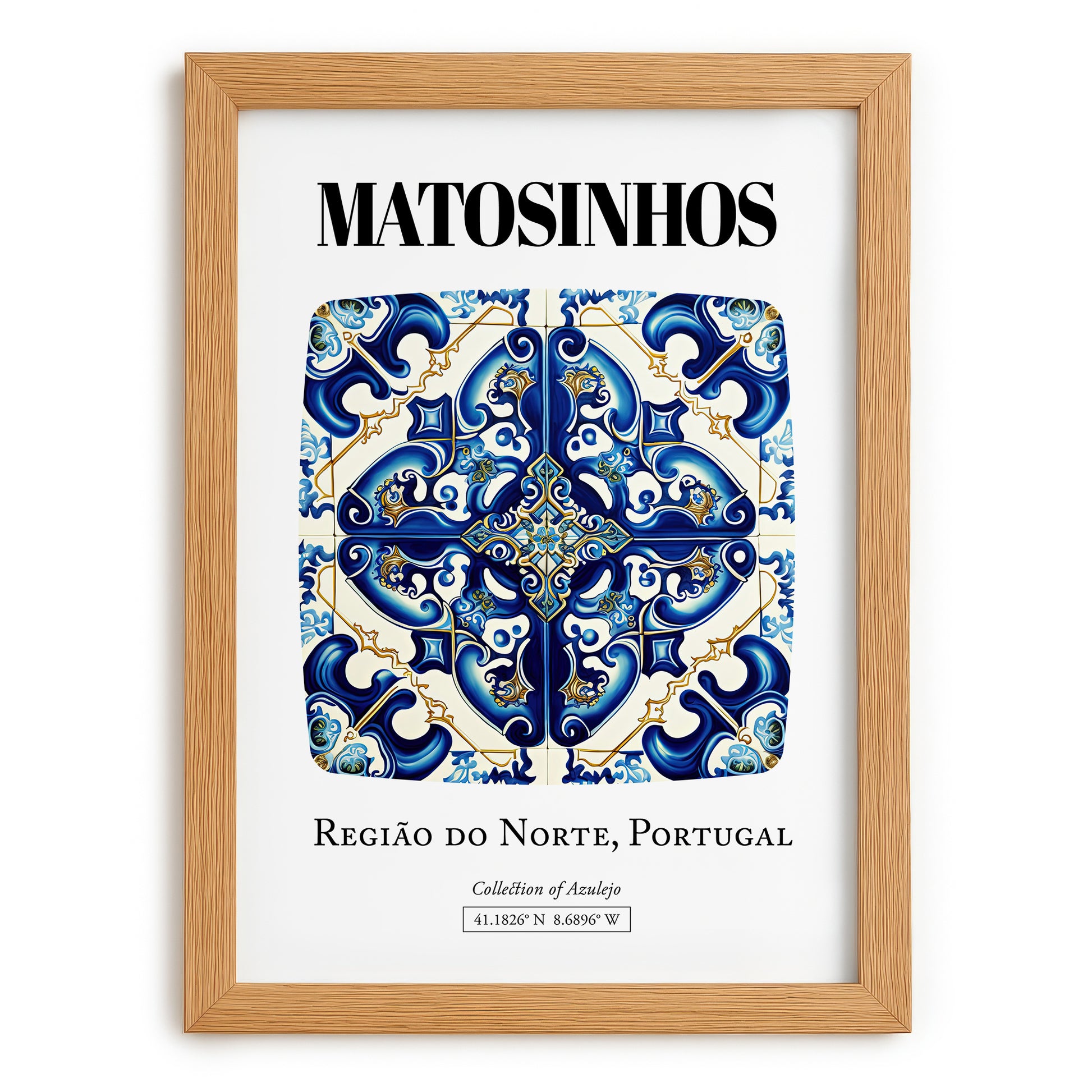 Matosinhos, Portugal – Travel Wall Decor, set in oak frame