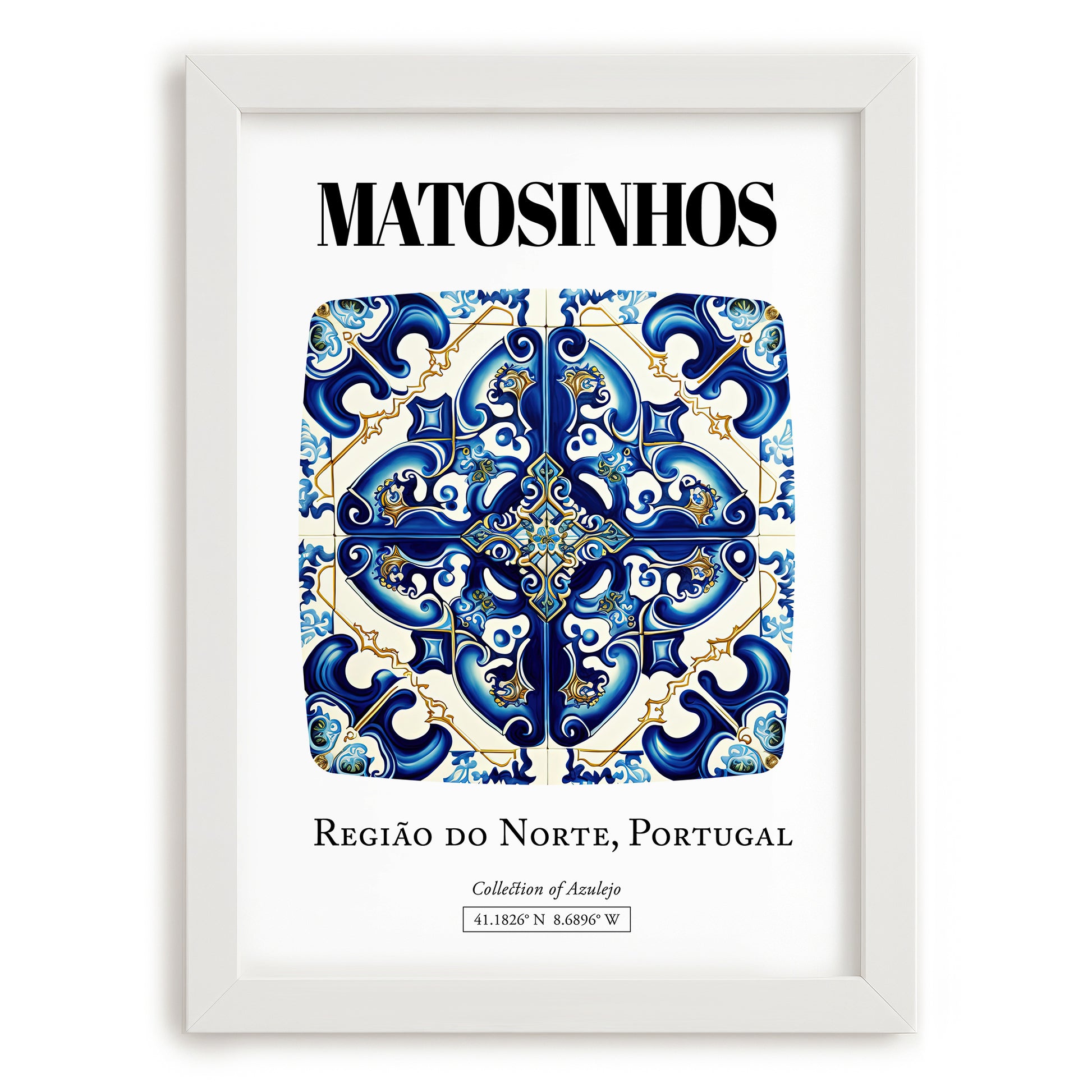 Matosinhos, Portugal – Travel Wall Decor, placed in minimal white frame