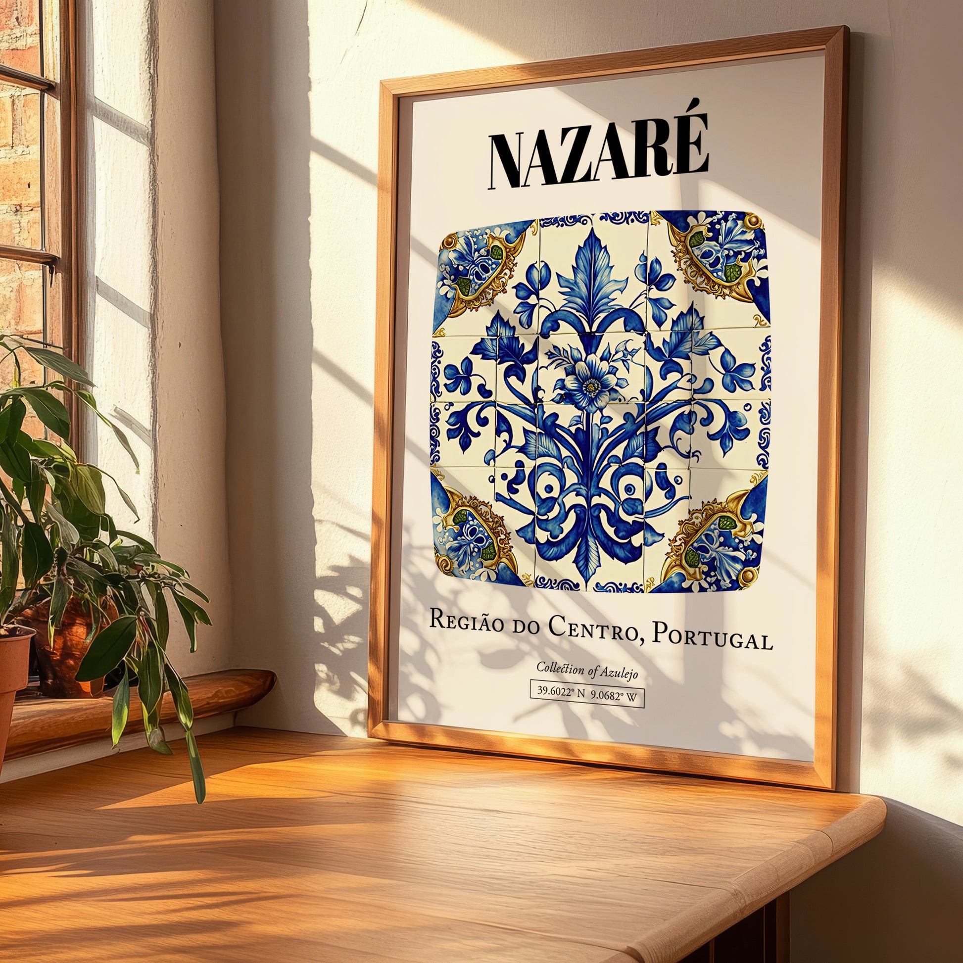 Nazaré, Portugal – Retro Travel Poster, clean layout with no caption
