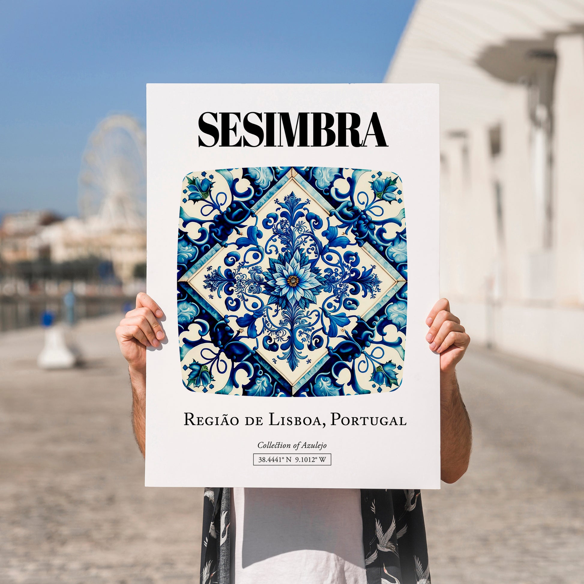 Sesimbra, Portugal – Travel Print, no-text version framed in wood