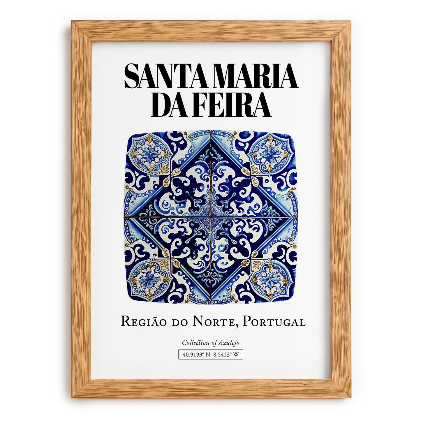 Santa Maria Da Feira, Portugal – Travel Poster, set in oak frame