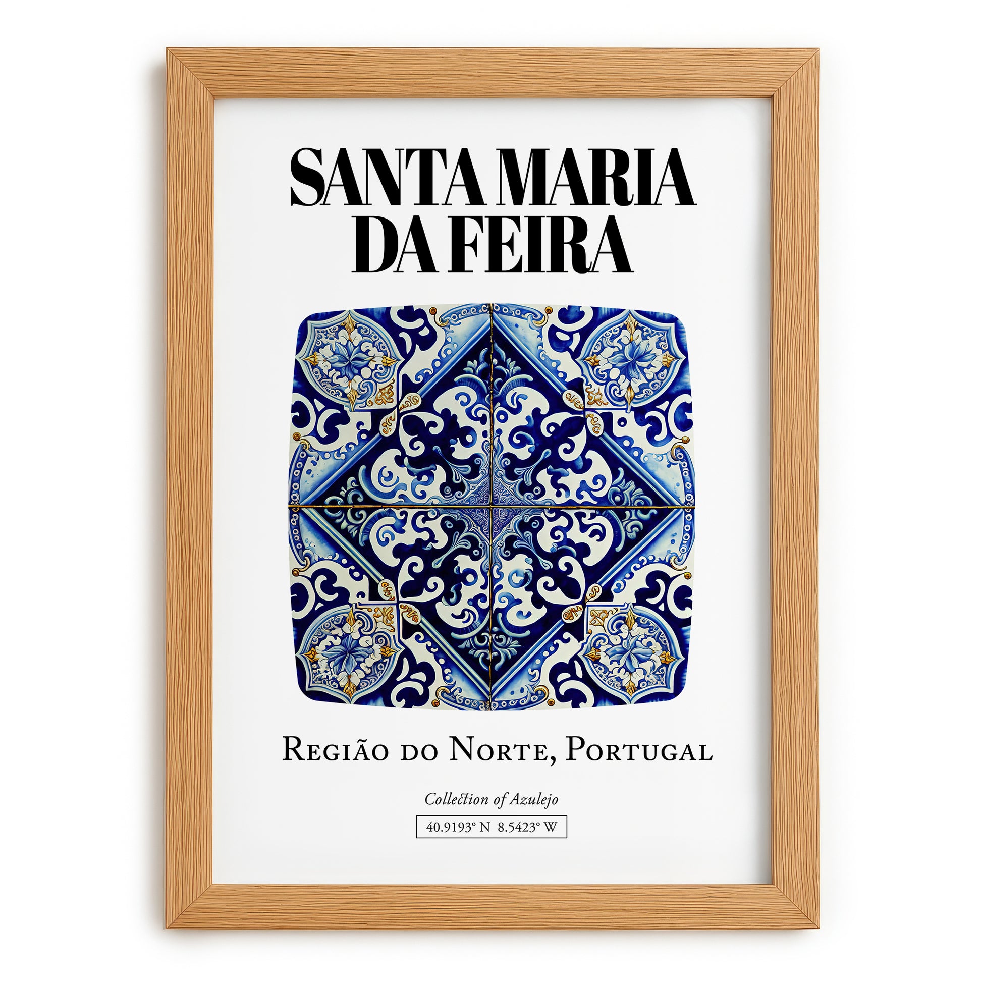 Santa Maria Da Feira, Portugal – Travel Poster, set in oak frame