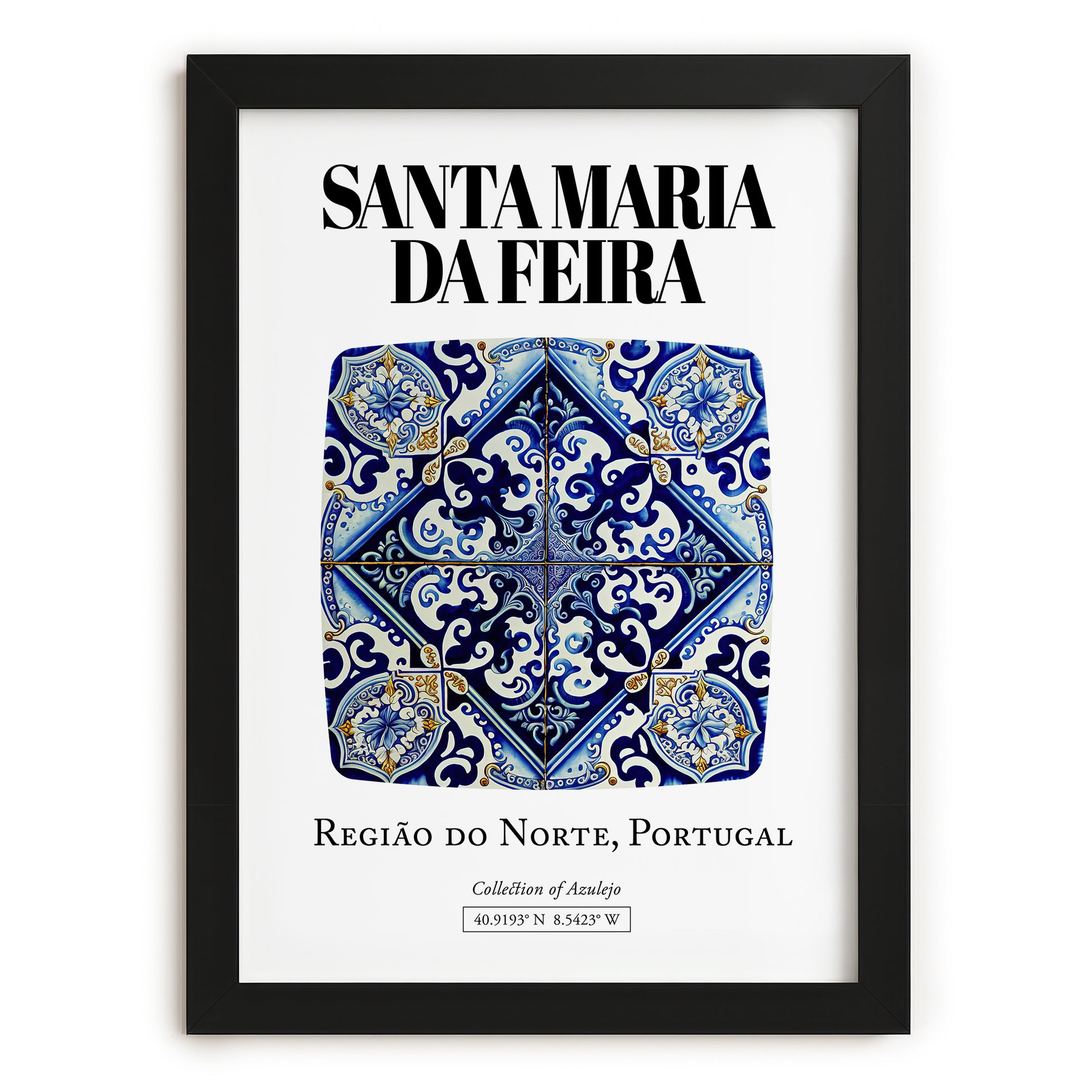 Santa Maria Da Feira, Portugal – Travel Poster, in sleek black frame