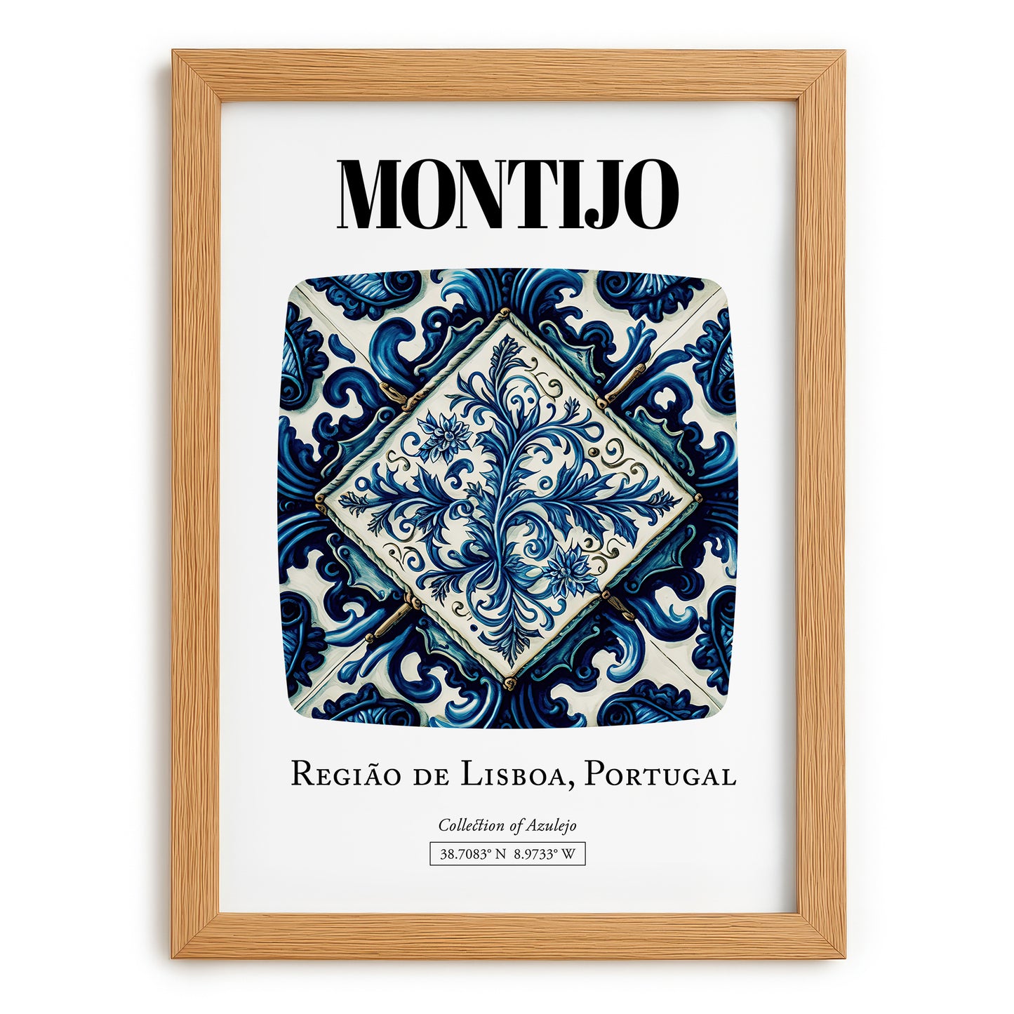Montijo, Portugal – Travel Destination Art, set in oak frame