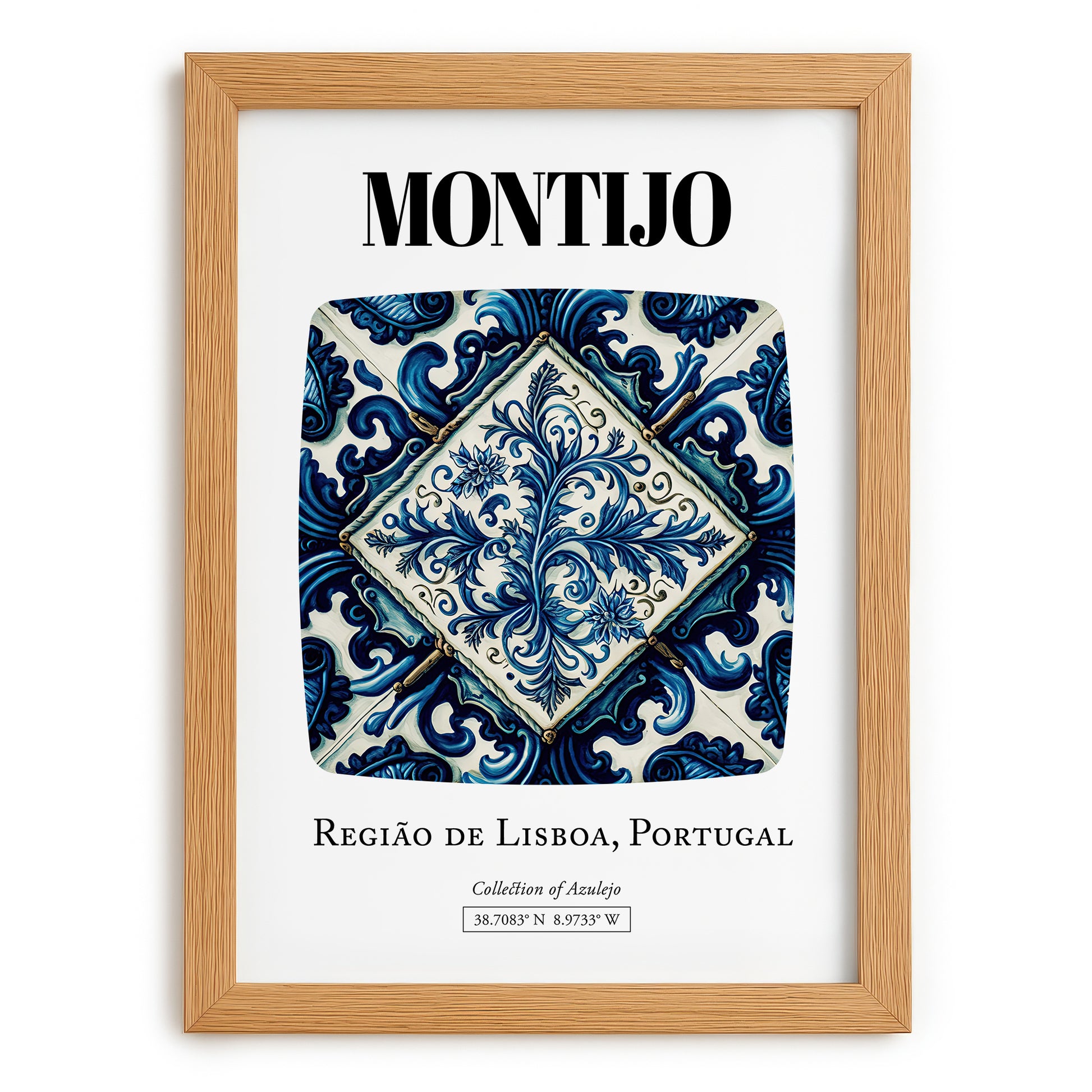 Montijo, Portugal – Travel Destination Art, set in oak frame