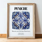 Peniche, Portugal – Travel Poster, in wooden frame leaning on the floor