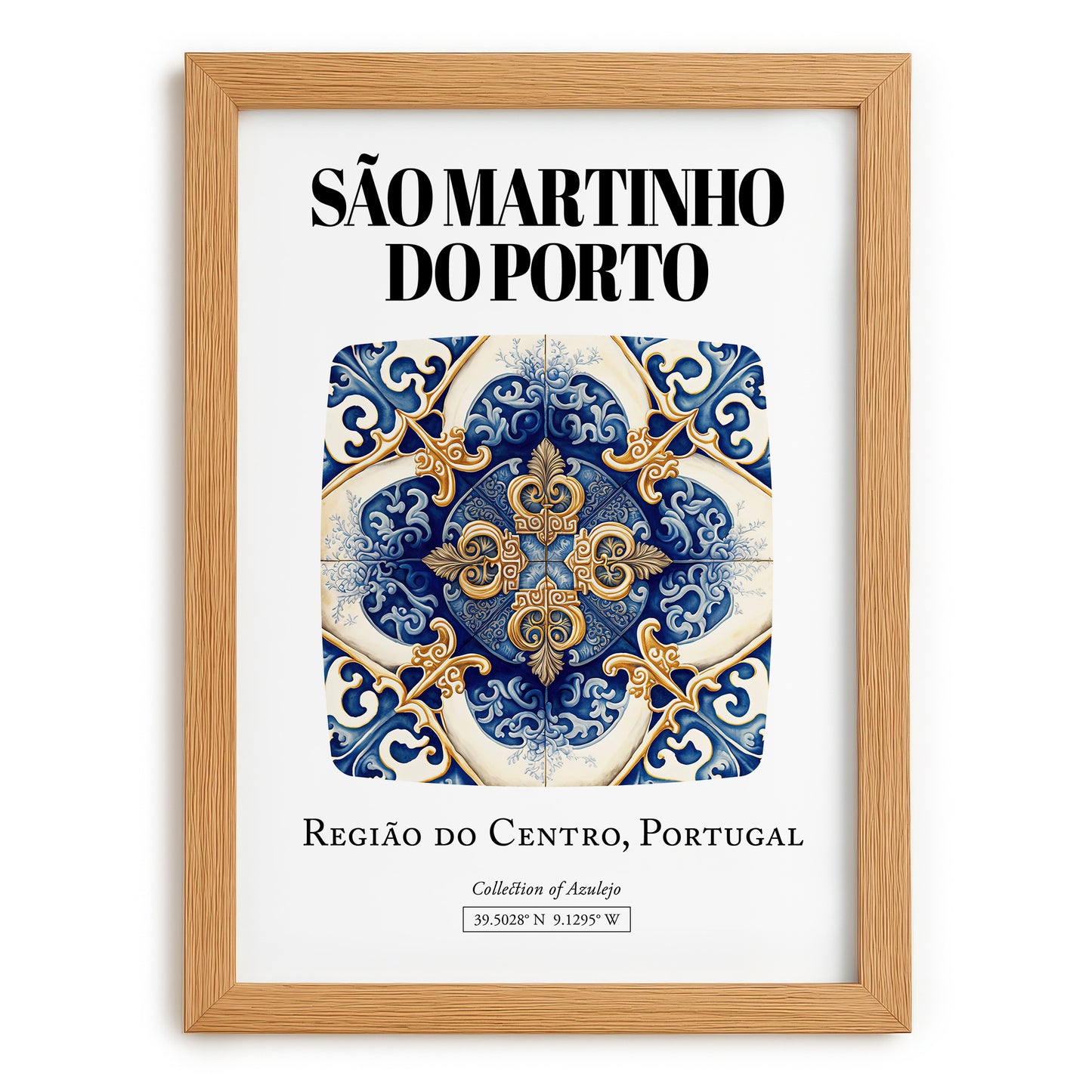 São Martinho Do Porto, Portugal – Travel Print, set in oak frame