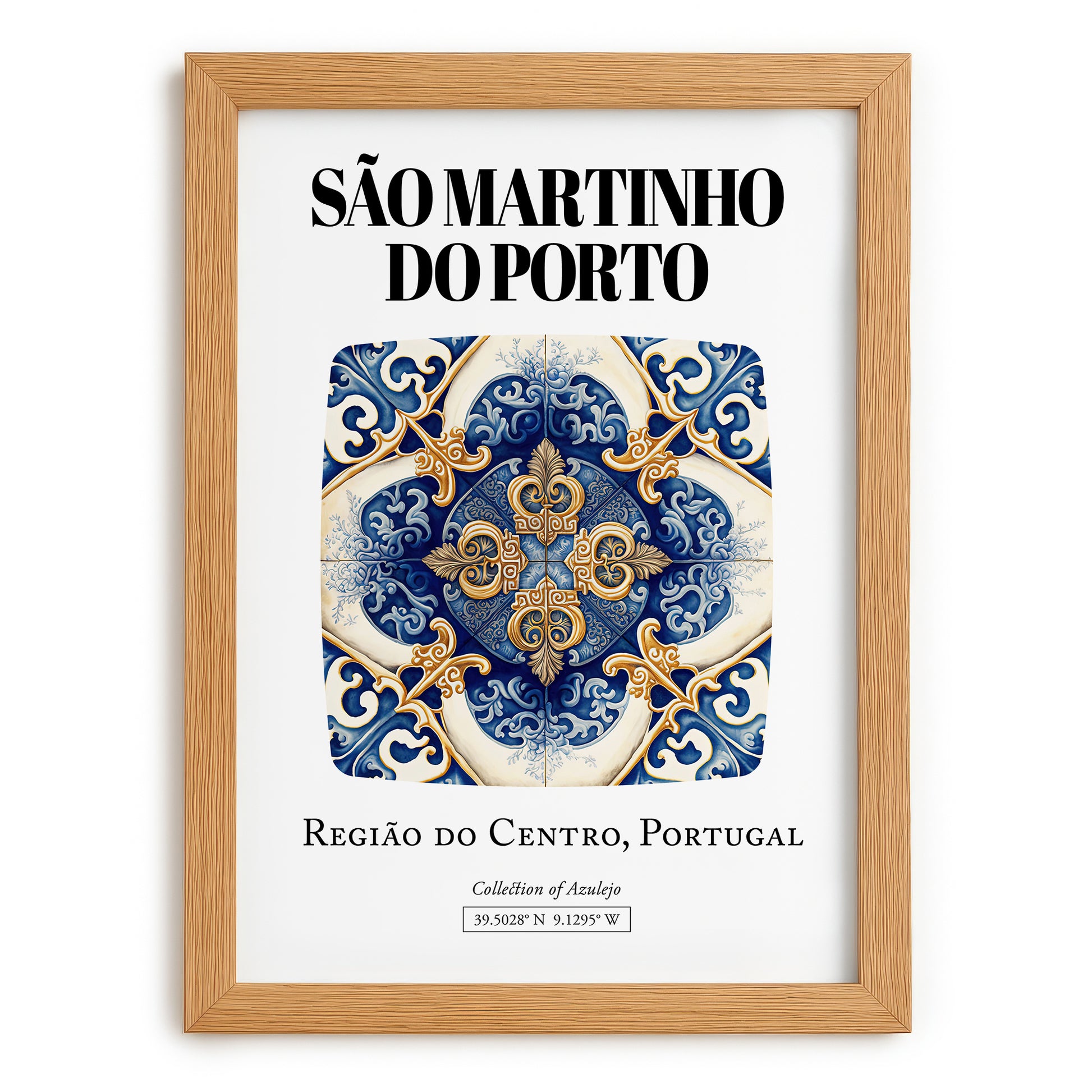São Martinho Do Porto, Portugal – Travel Print, set in oak frame