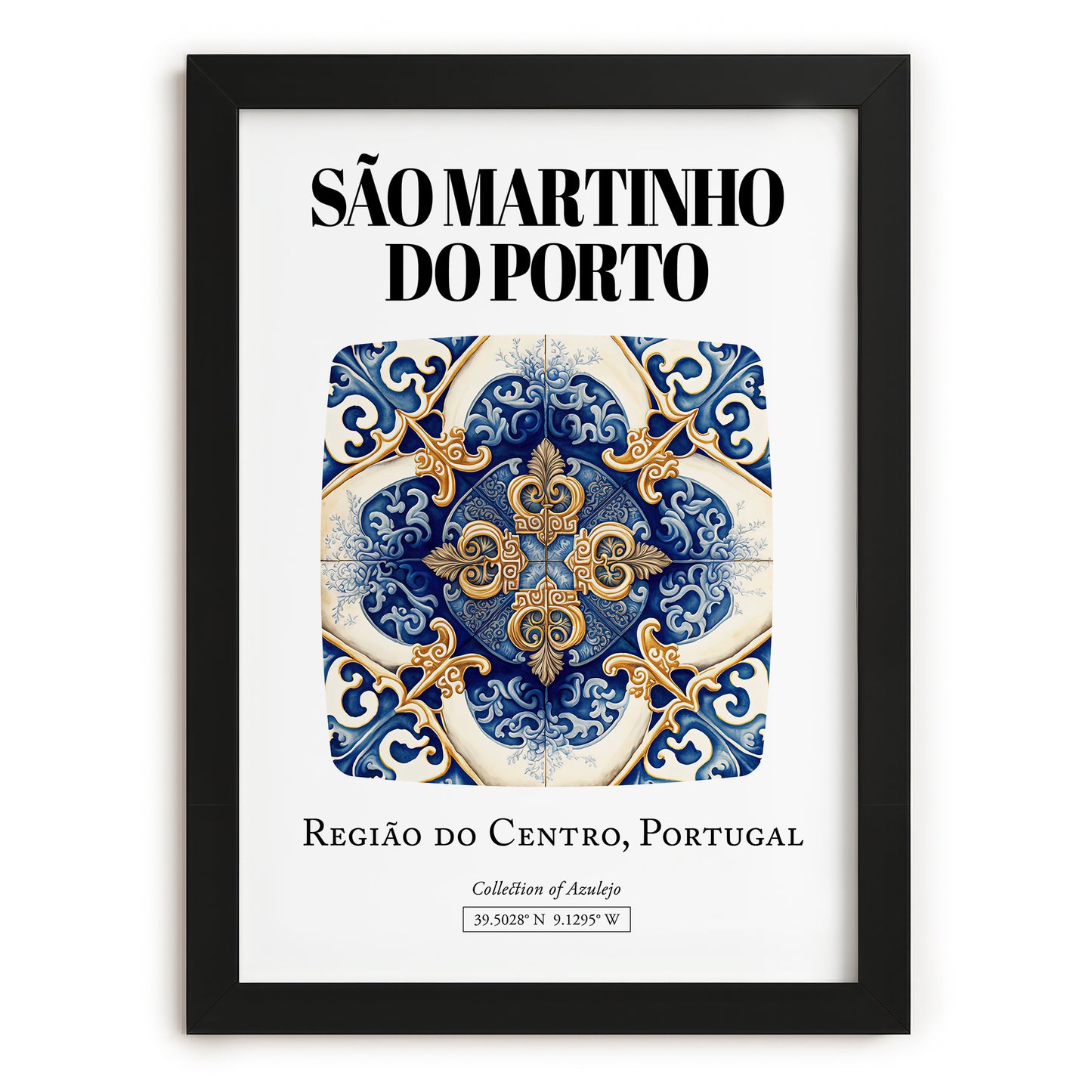 São Martinho Do Porto, Portugal – Travel Print, in sleek black frame