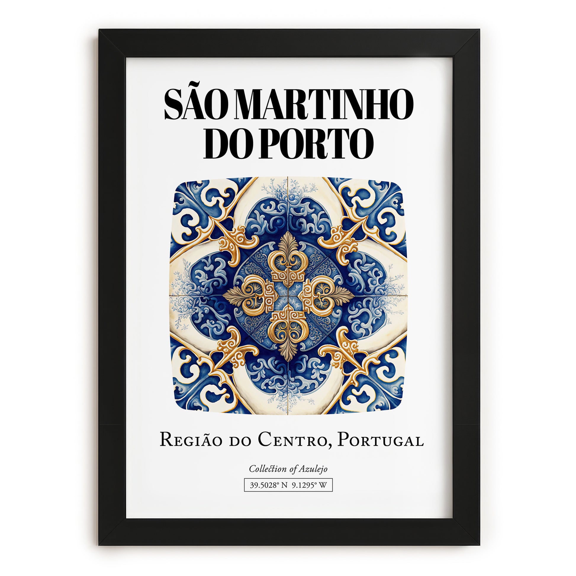 São Martinho Do Porto, Portugal – Travel Print, in sleek black frame