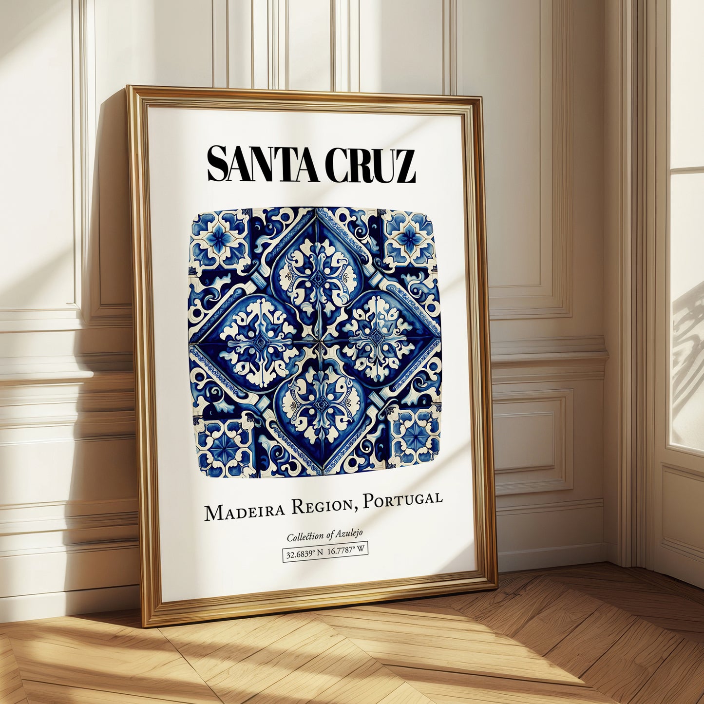 Santa Cruz, Portugal – Minimalist Travel Print, styled in a charming Paris street view