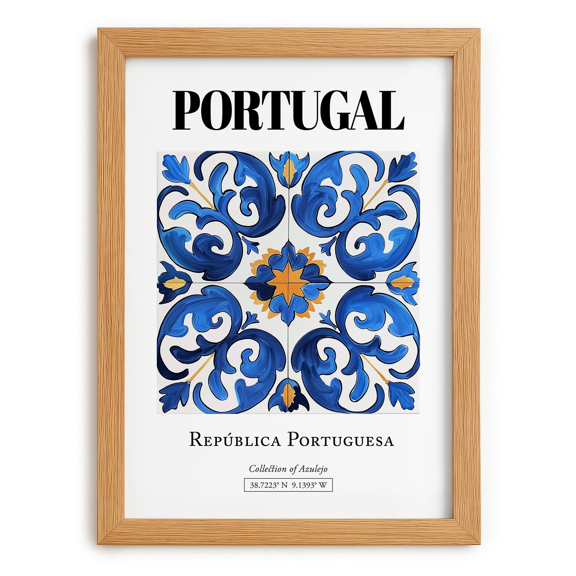 Portugal, Portugal – Travel Wall Decor, set in oak frame