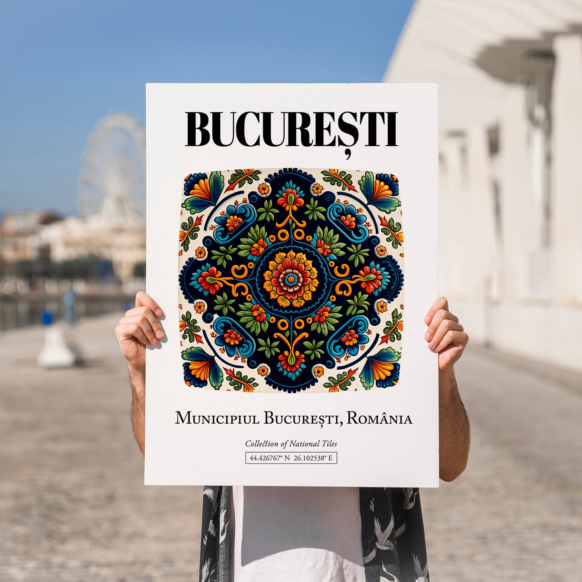 București, România – Travel Poster, no-text version framed in wood