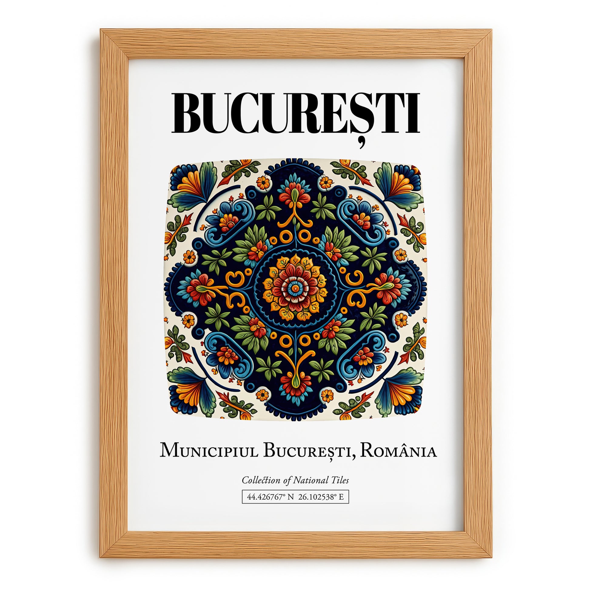 București, România – Travel Poster, set in oak frame