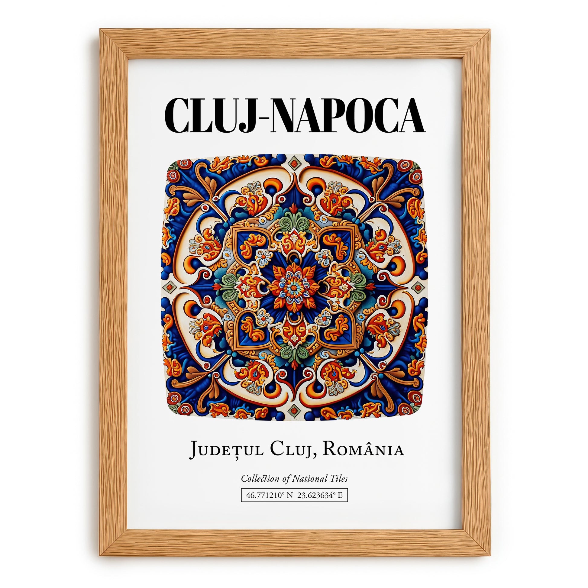 Cluj-napoca, Romania – Travel Print, set in oak frame