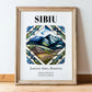 Sibiu, Romania – Travel Print, in wooden frame leaning on the floor
