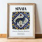 Sinaia, Romania – Travel Poster, in wooden frame leaning on the floor