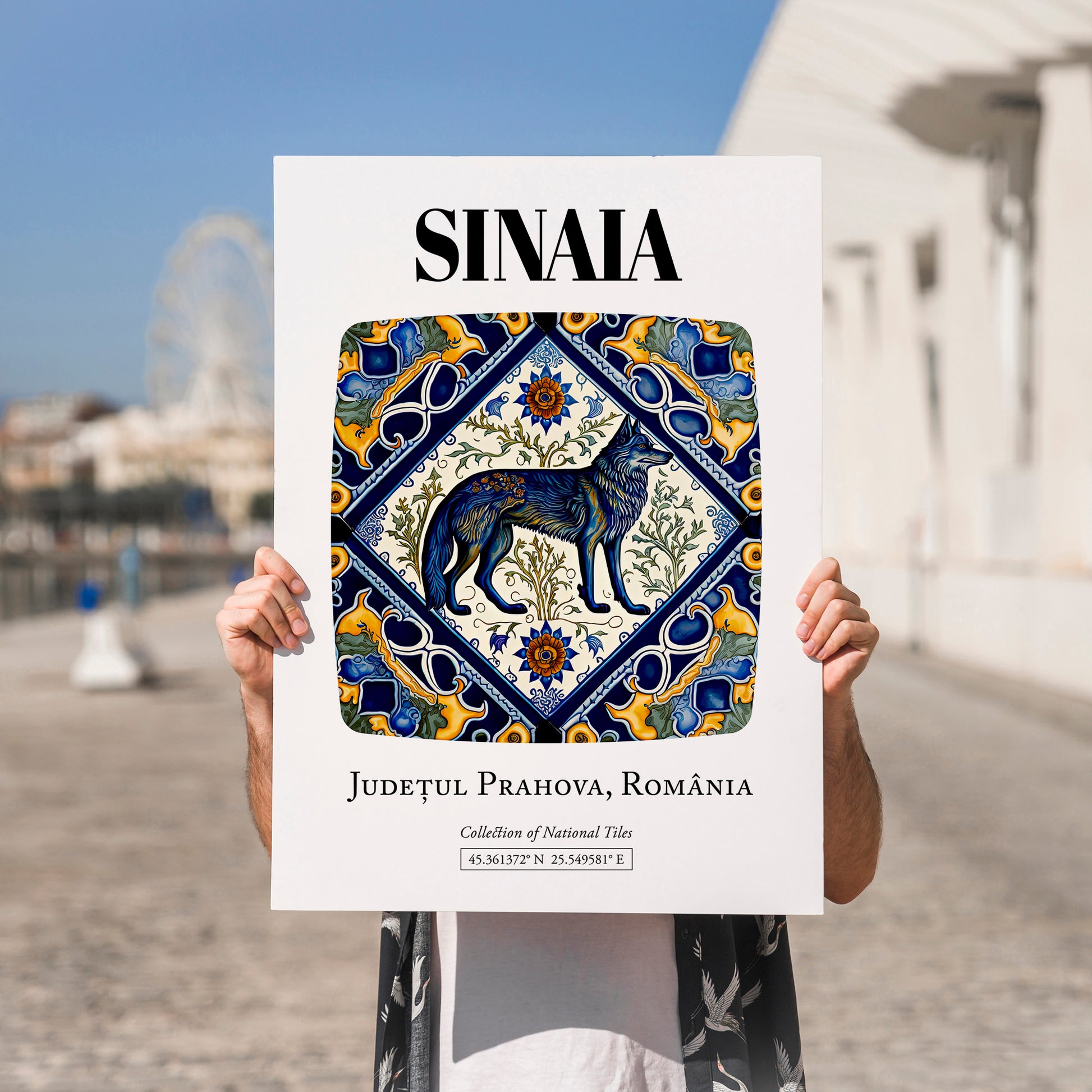 Sinaia, Romania – Travel Poster, no-text version framed in wood