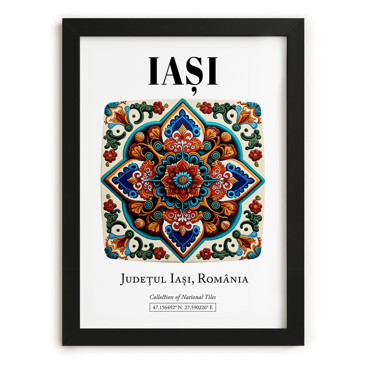 Iași, Romania – Cityscape Wall Art, in sleek black frame
