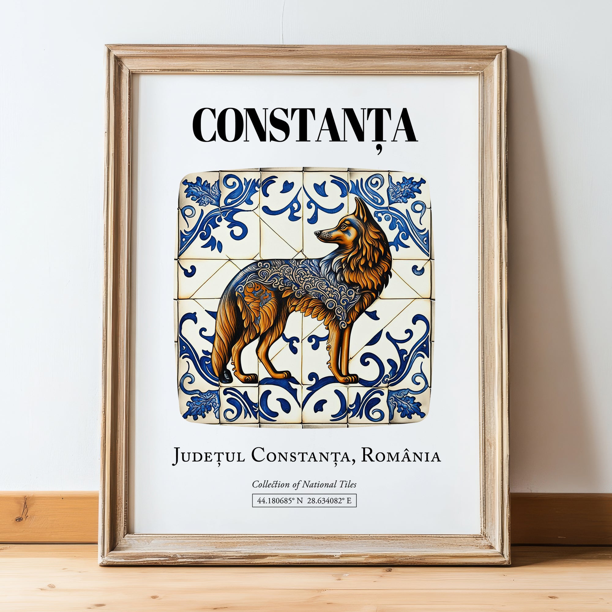 Constanța, Romania – Travel Wall Decor, in wooden frame leaning on the floor