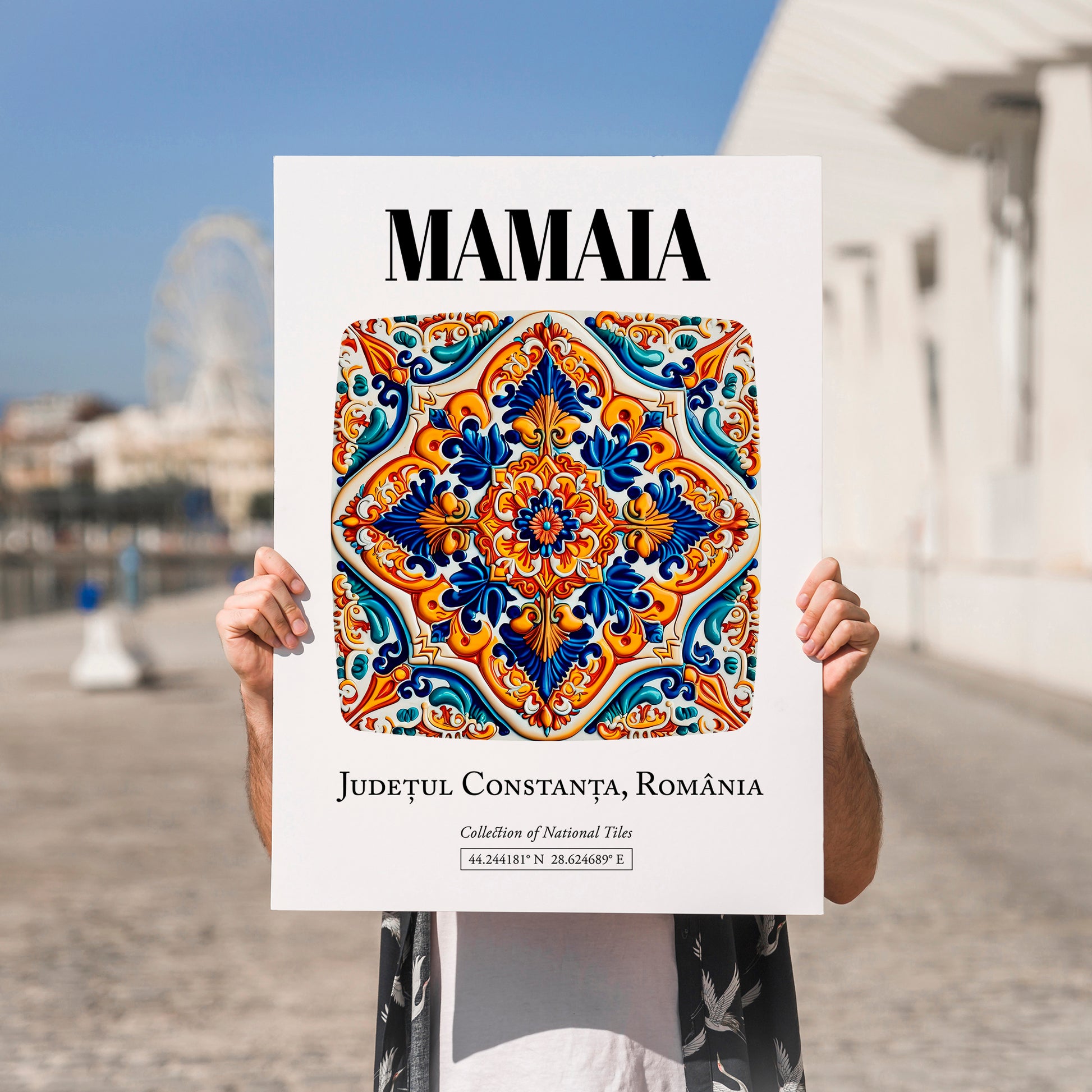 Mamaia, Romania – Travel Print, no-text version framed in wood