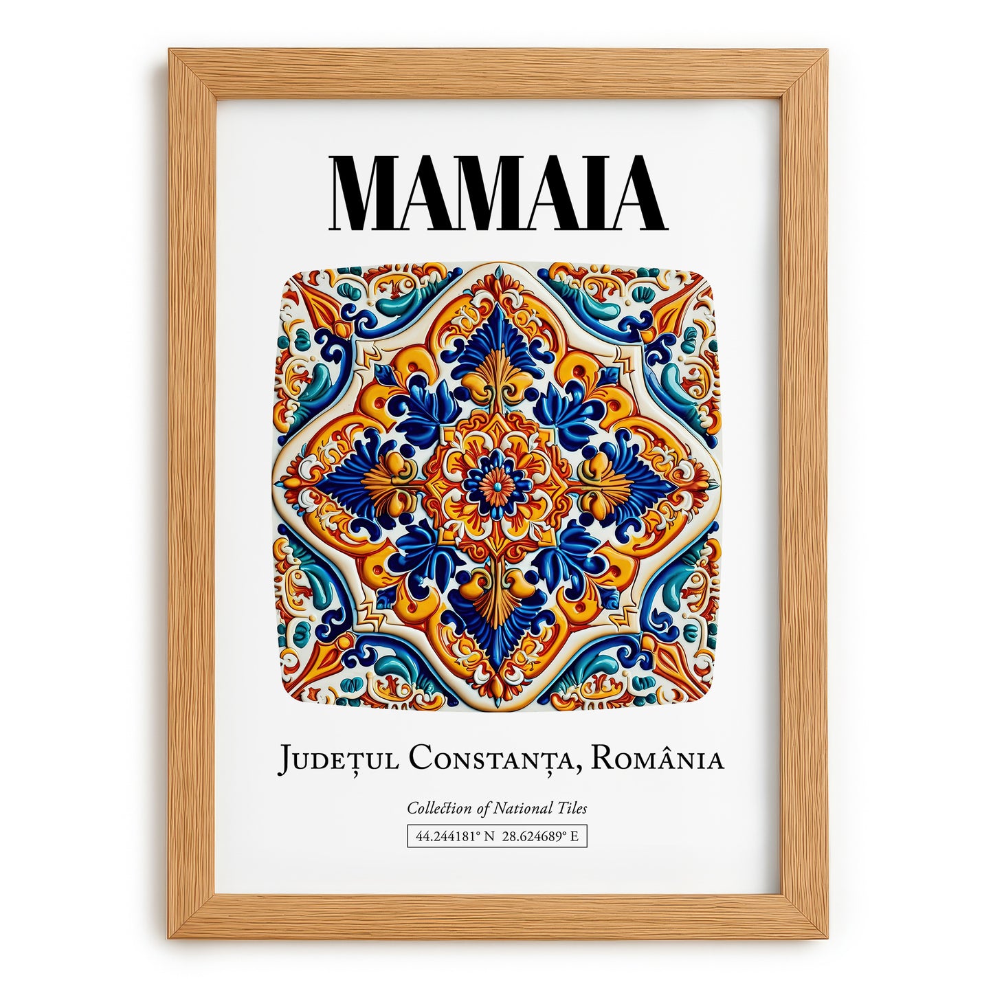 Mamaia, Romania – Travel Print, set in oak frame
