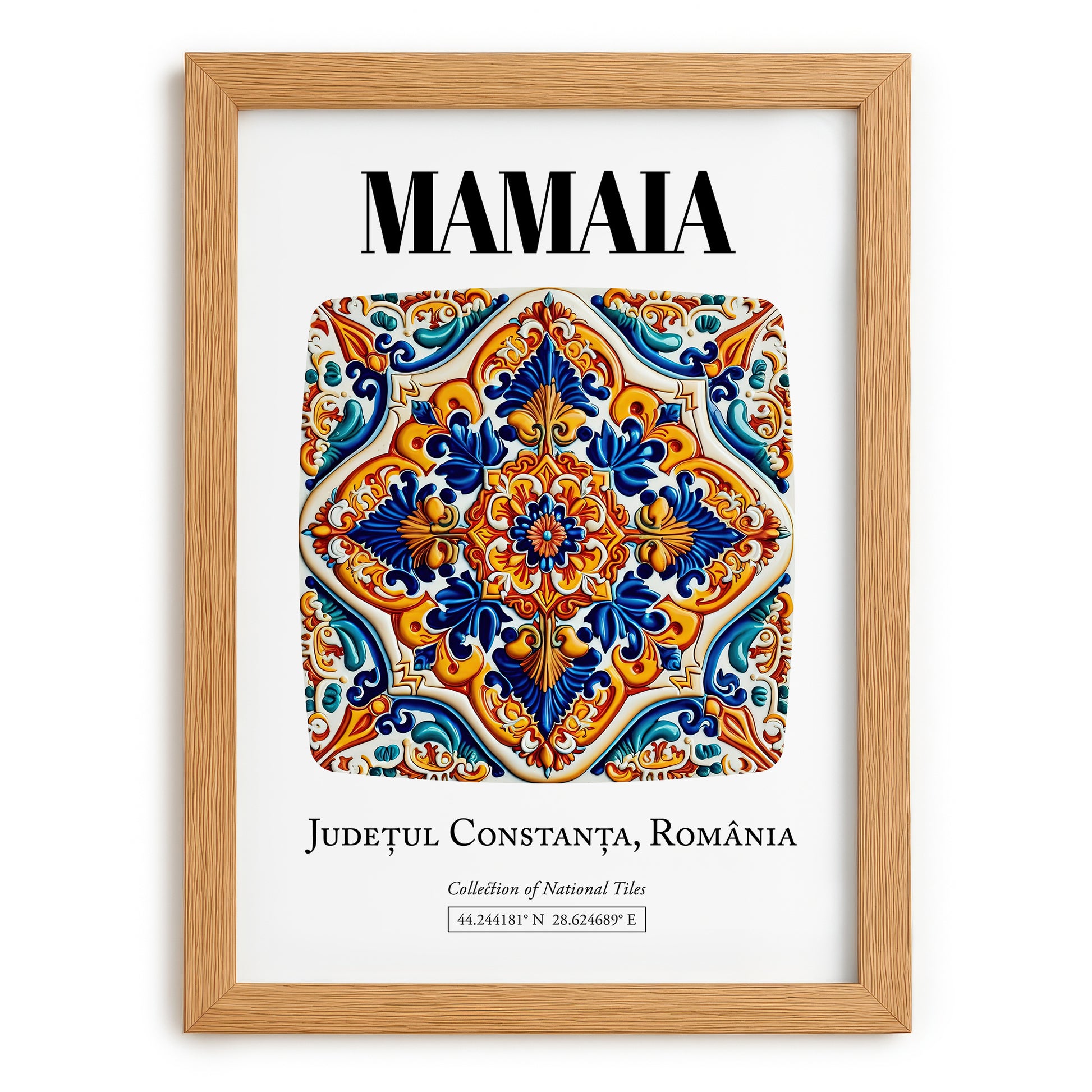 Mamaia, Romania – Travel Print, set in oak frame