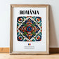 România, Romania – Illustrated Travel Poster, in wooden frame leaning on the floor