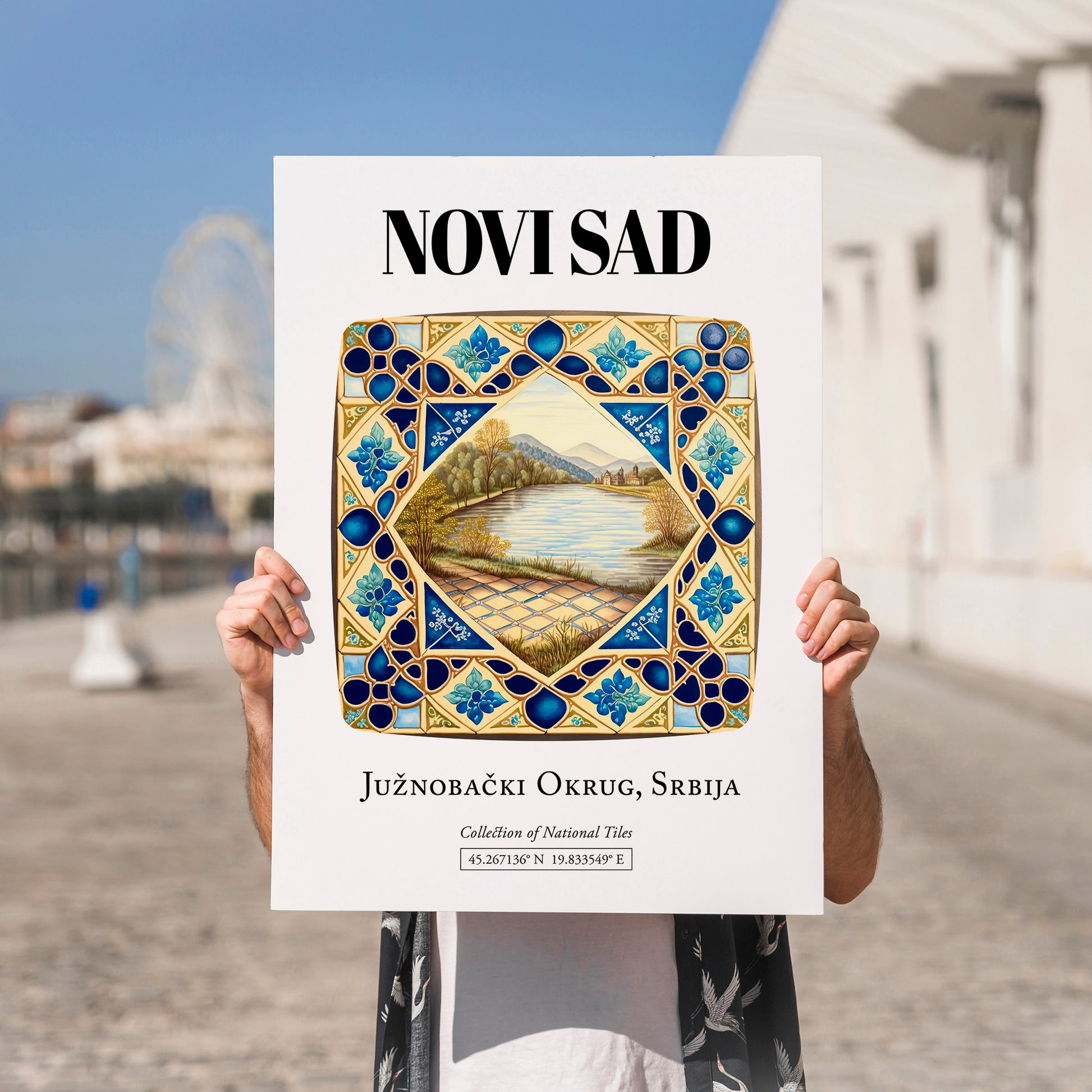 Novi Sad, Serbia – Cultural Heritage Wall Art, no-text version framed in wood